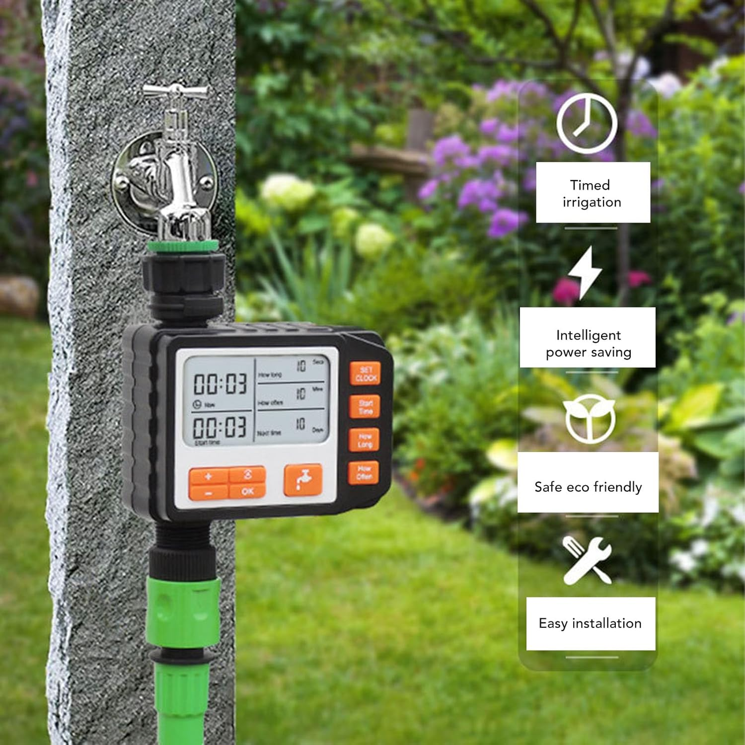 Sprinkler Timer Outdoor, Hose Timer for Automatic Watering, Digital Pogrammable Water Timer for Garden, Irrigation Controller Timer for Plants Lawn, Atomized Microspray image number 2