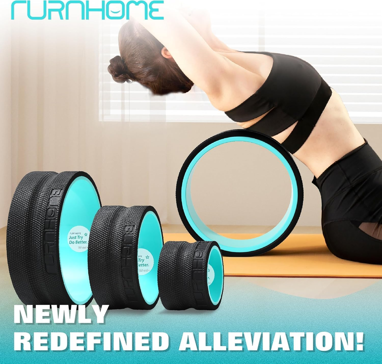 PTEROMYS Back Stretcher Foam Roller for Neck Deep Tissue Massage Physical Therapy,Yoga Wheel for Back Pain Relife Deep Tissue Massage (3-Piece) (Blue)