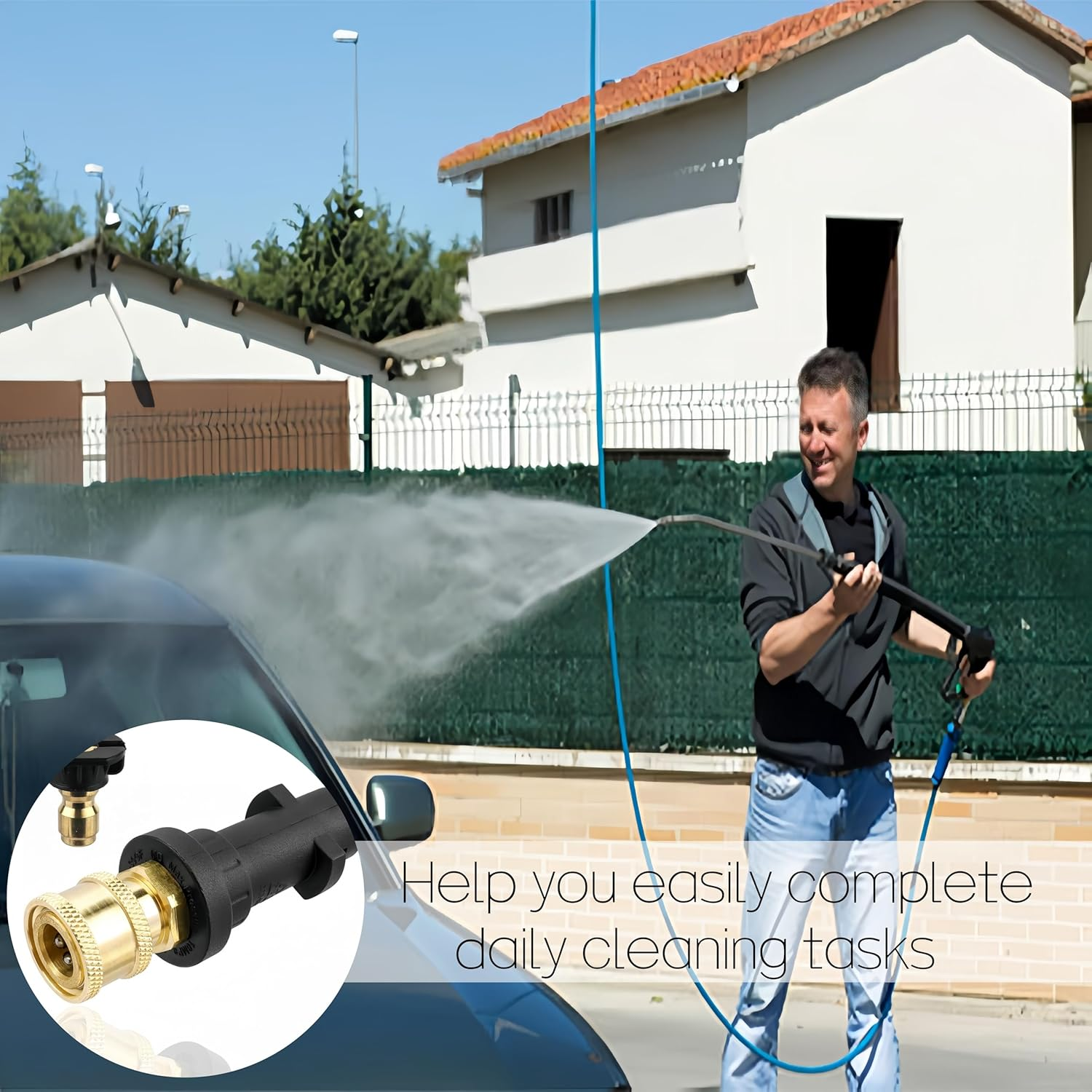 Kastetards High Pressure Washer Gun Adapter,1/4'' Quick Connect Adapter with Brass Female,Foam Gun Parts,With 1 Power Spray Nozzle Tips(Black) image number 4