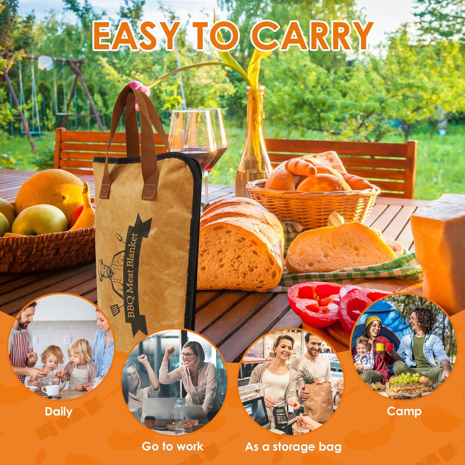 2Pcs BBQ Blanket for Resting Meat, 21In+15In Meat Insulated Resting Bag with Grilling Guide, Reusable 5 Layer Smoker Meat Resting Blanket, Heat Resistant Grilling Meat Insulated Bag for Most Kitchen