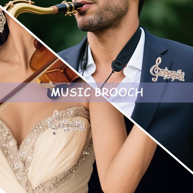 Rhinestone Music Note Brooch Pin for Women Gold Music Clef Brooches for Music Lovers Student Teachers Graduation Musical Themed Gift Pianist Singer Musician Christmas Birthday Gifts image number 5