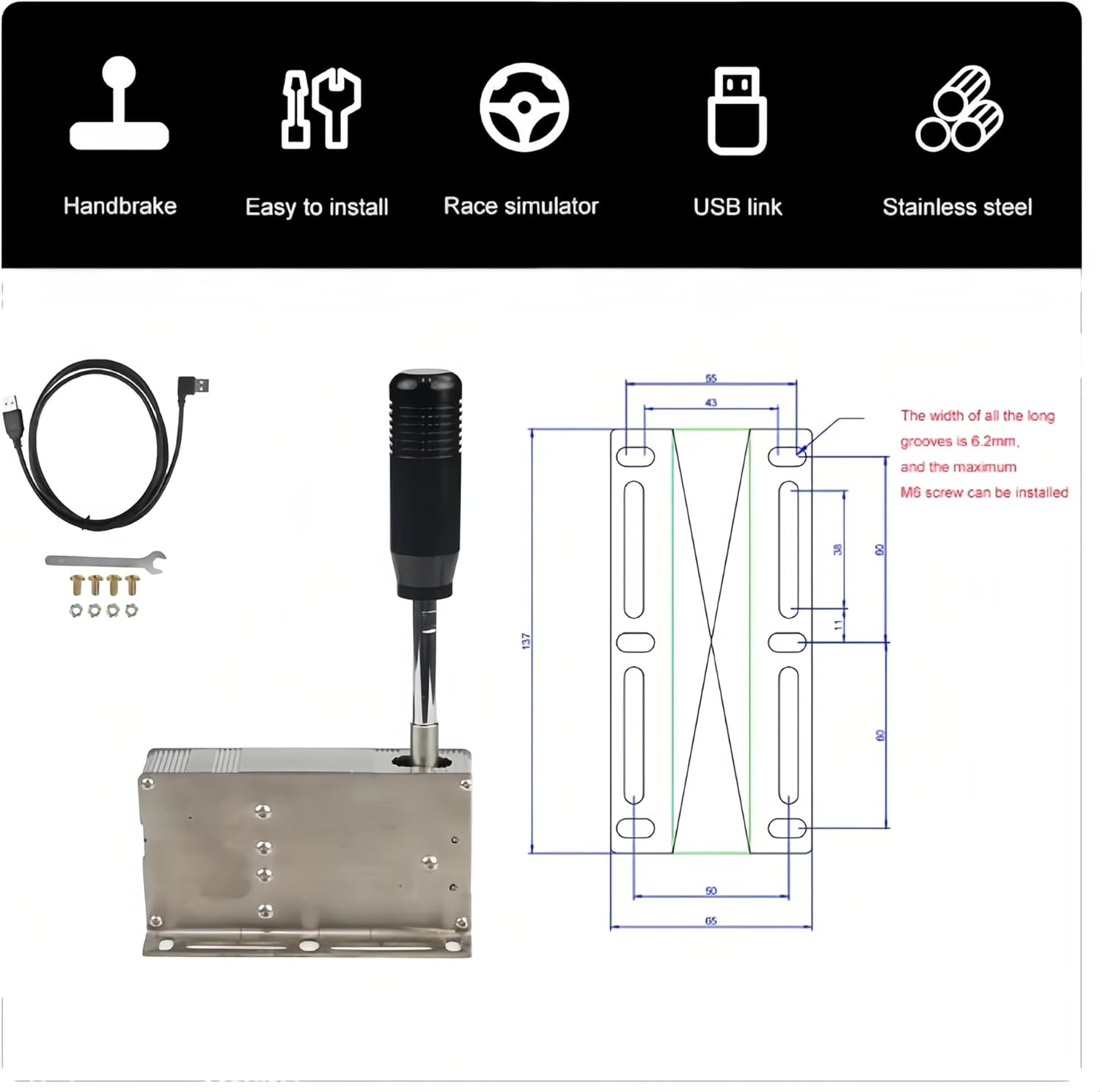 USB Sequential Shifter for Logitech G25 G27 G29 G920 G923, Thrustmaster T300 T500, PXN, TMX. Compatible with ETS2, Forza Horizon 4, Assetto Corsa, Project CARS, WRC, LFS, Shenli - Blue image number 7