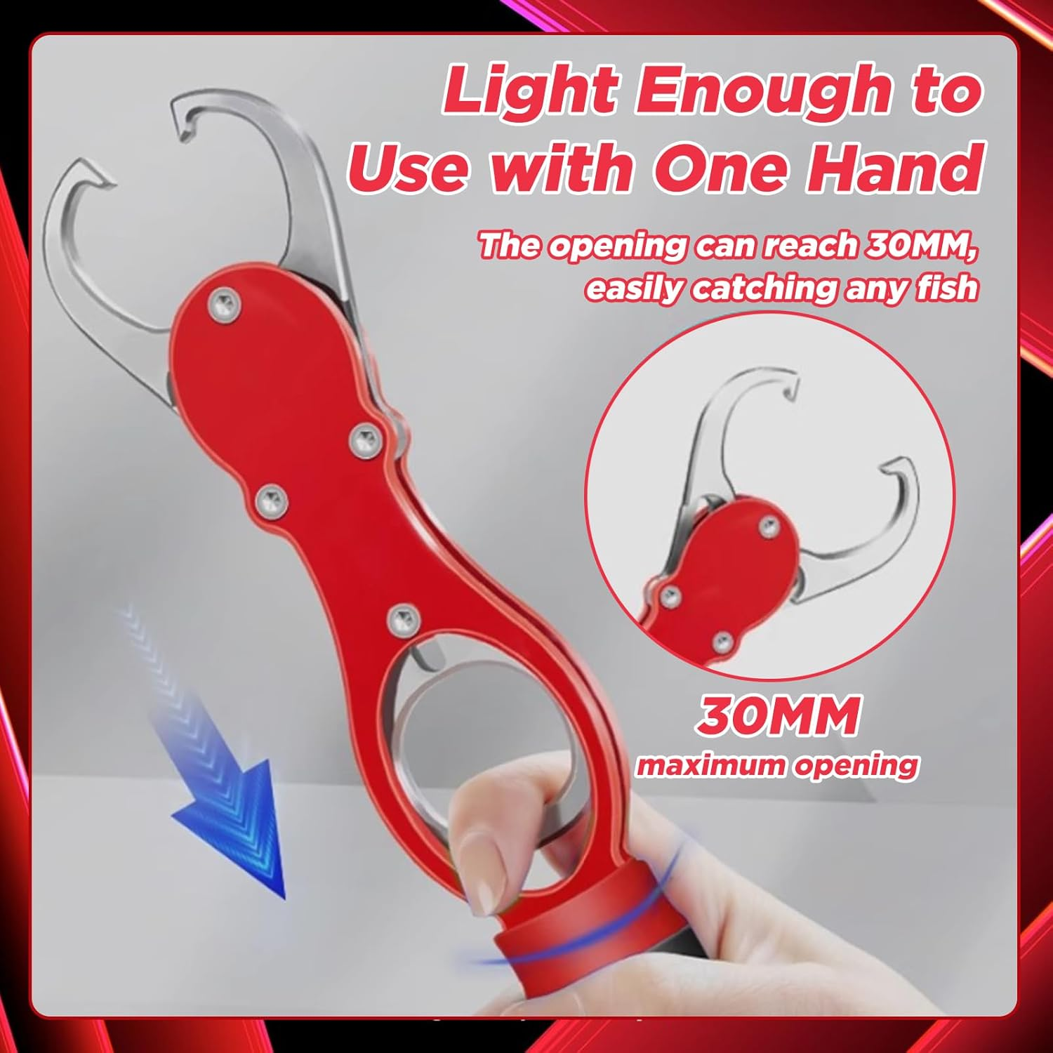 EWEIS 2 Pcs Fish Lip Gripper Pliers with Scale Weighing Function-Hook Remover and Open Ring Pliers with 9CR19 Molybdenum Vanadium Steel Blade,Aluminum Alloy Rust Proof Gear for Seafishing&Lurefishing image number 6