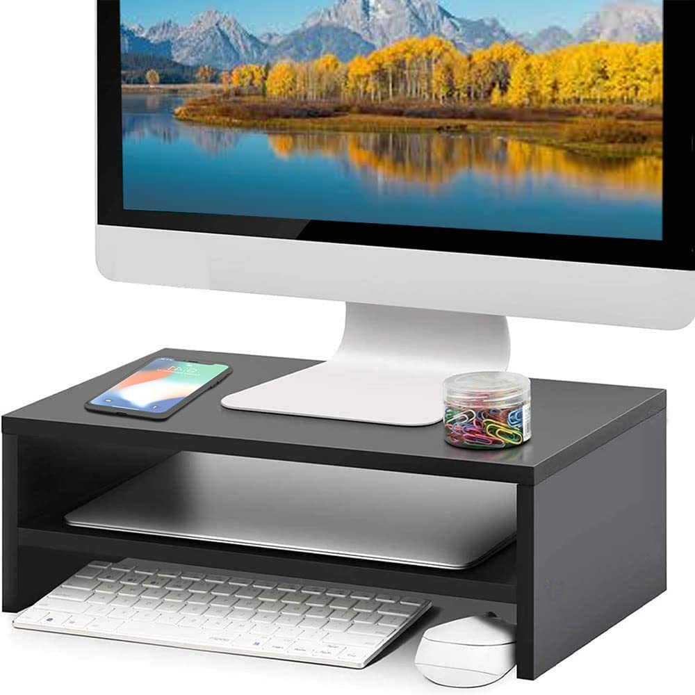 NC Wood Monitor Stand Riser, 2-Tier, Black image number 4