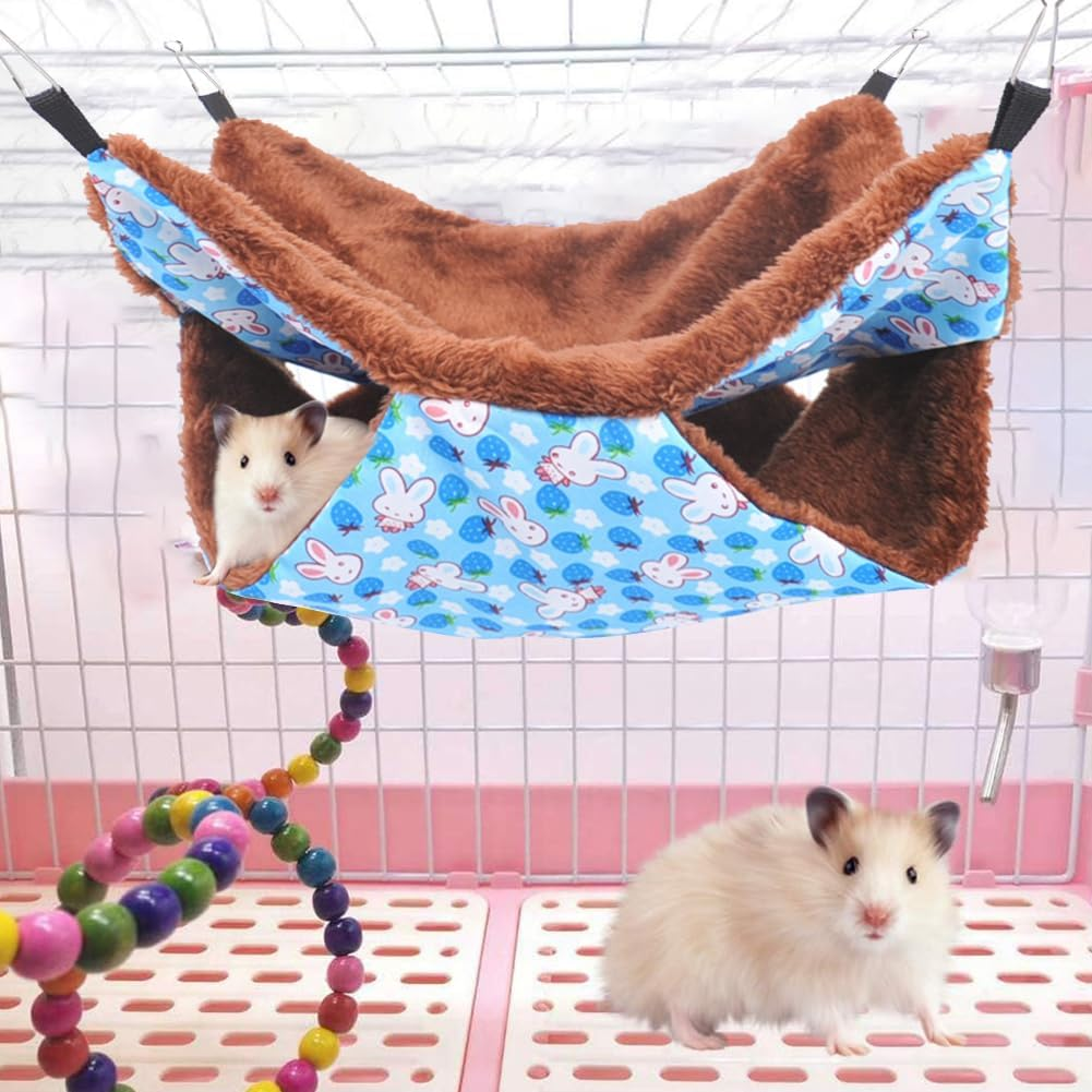 Rat Rodent Hammock, Guinea Pig Hammock, Double Layer Hanging Bed for Hamster, Hammock for Small Animals, Hamster Hammock, Double Layer Pet Hammock, 35 X 35 Cm image number 2