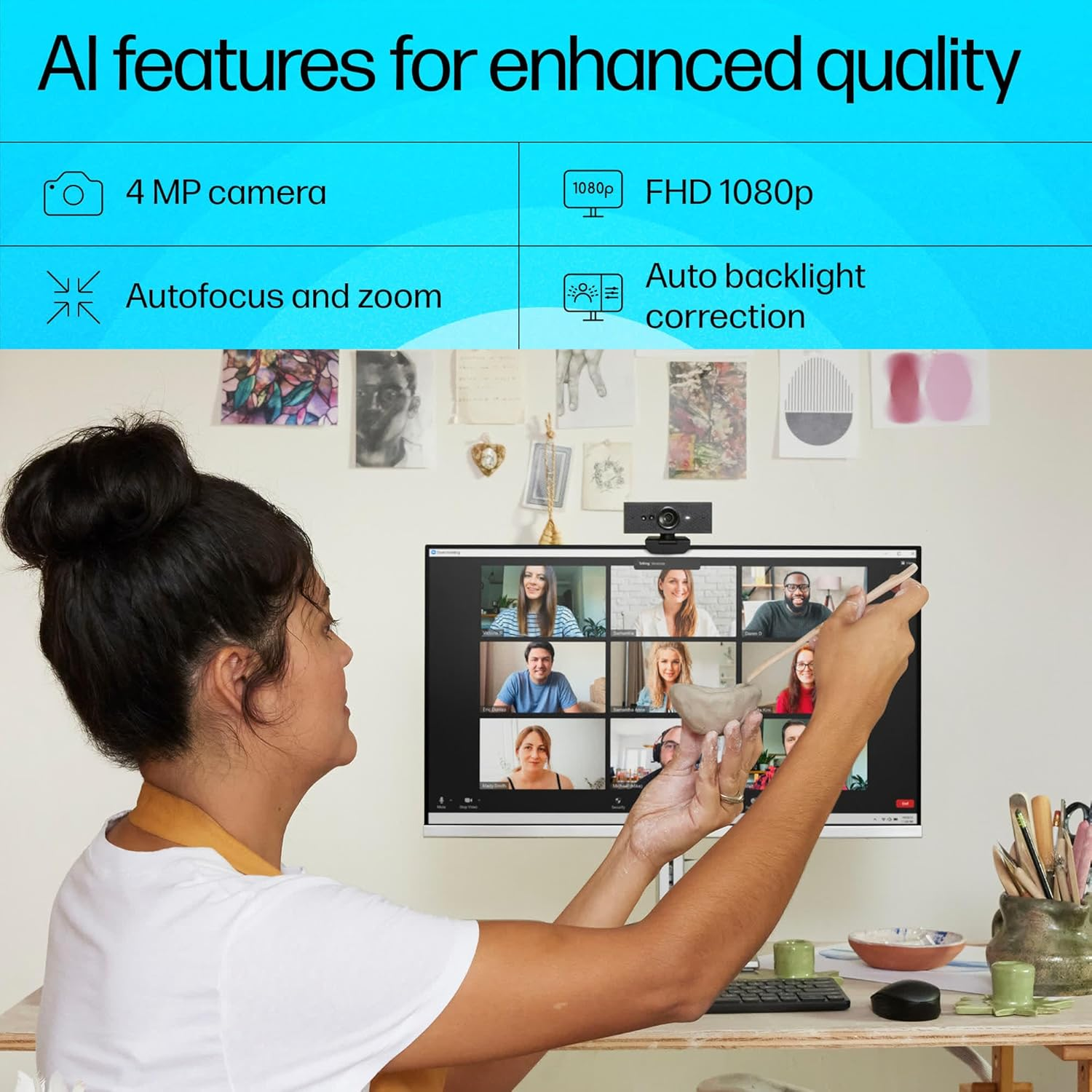 HP 620 FHD Webcam, Black image number 3