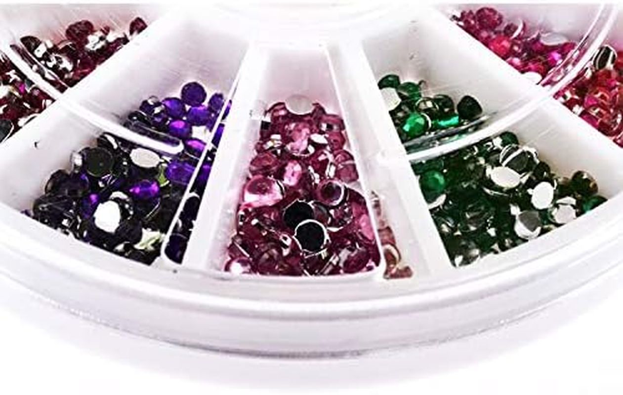 12 Colors/Wheel Rhinestone Acrylic Nail Art 2MM round Rhinestone Nail Art Glitter Decoration Zhengpingpai image number 1