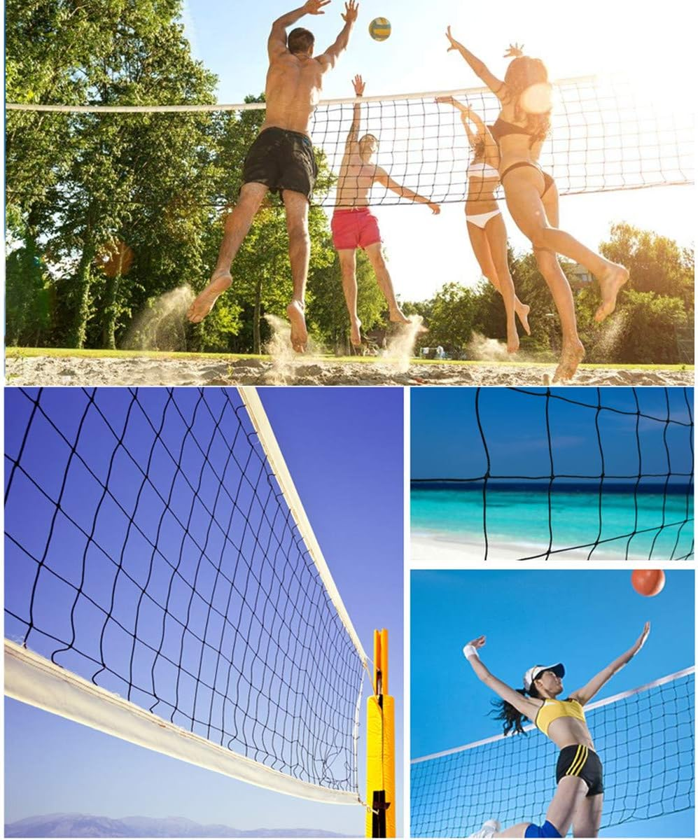 Tournament Volleyball Net 9.5M X 1M Outdoor with Tear-Resistant Border Aircraft Steel Cable for Backyard Schoolyard Beach, Badminton Pro Volleyball Net image number 6