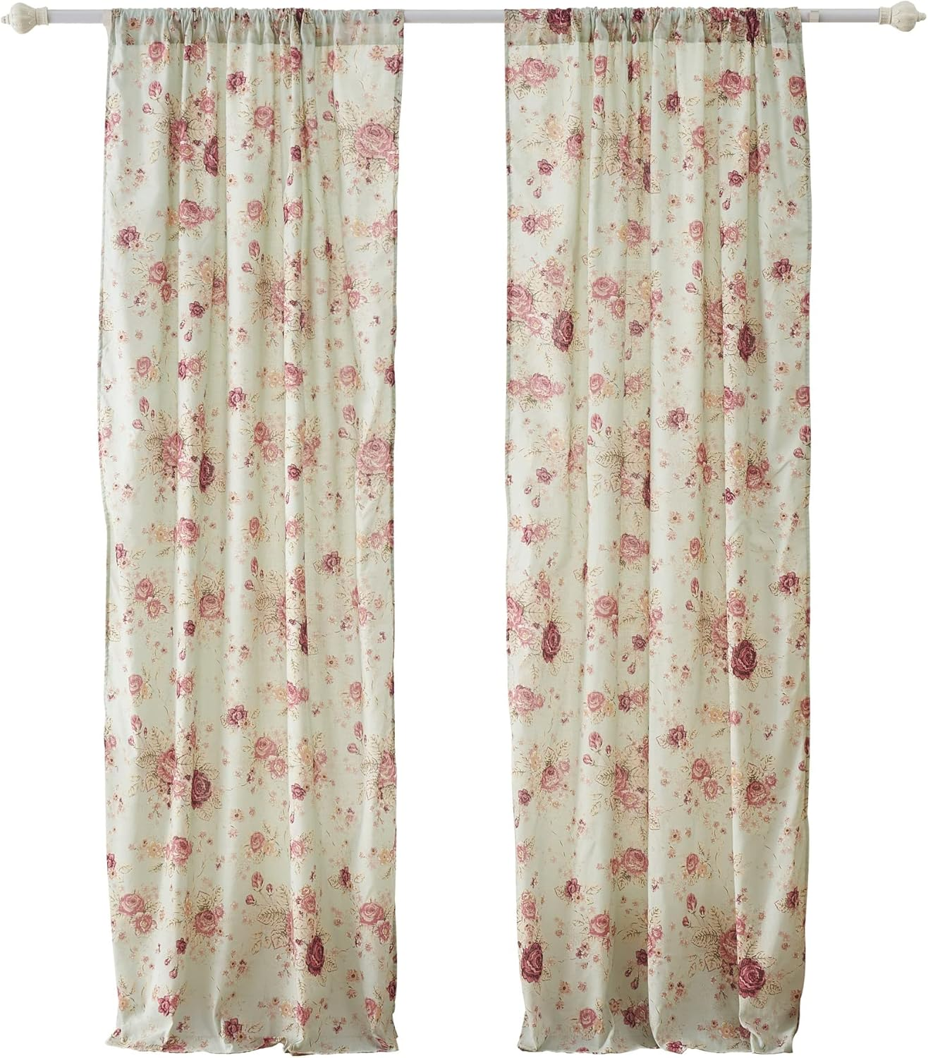 Greenland Home Antique Rose 100% Cotton Curtain Panel Pair, 42 W X 84 L Inches Each, Set of 2 - Blue