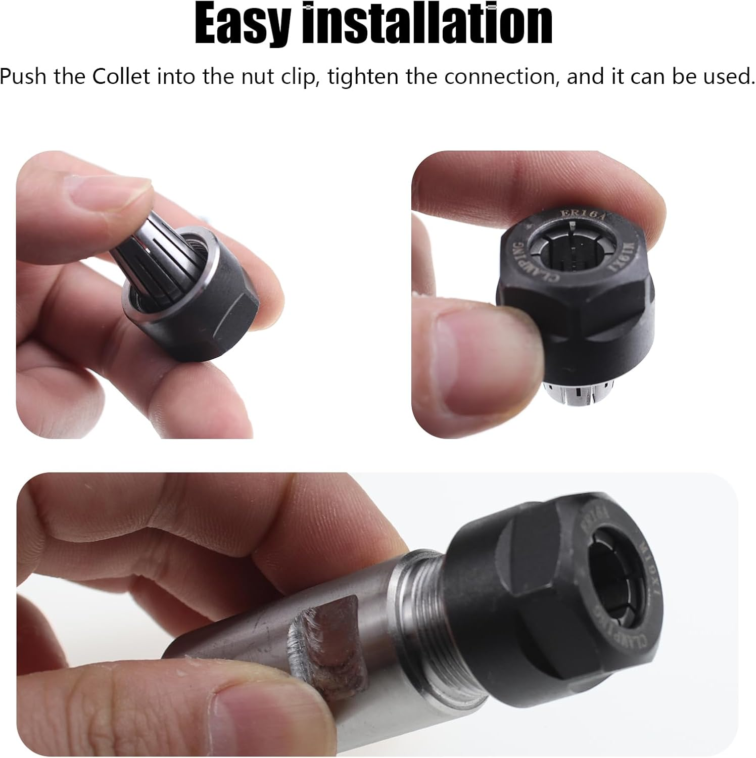 5/8"-11 Thread Angle Grinder Extension Shaft Set Electric Drill Conversion Collets Adapter Woodworking Tool Accessories Include Spring Collet 1/4" & 1/2" 3PCS (Silvery) image number 2