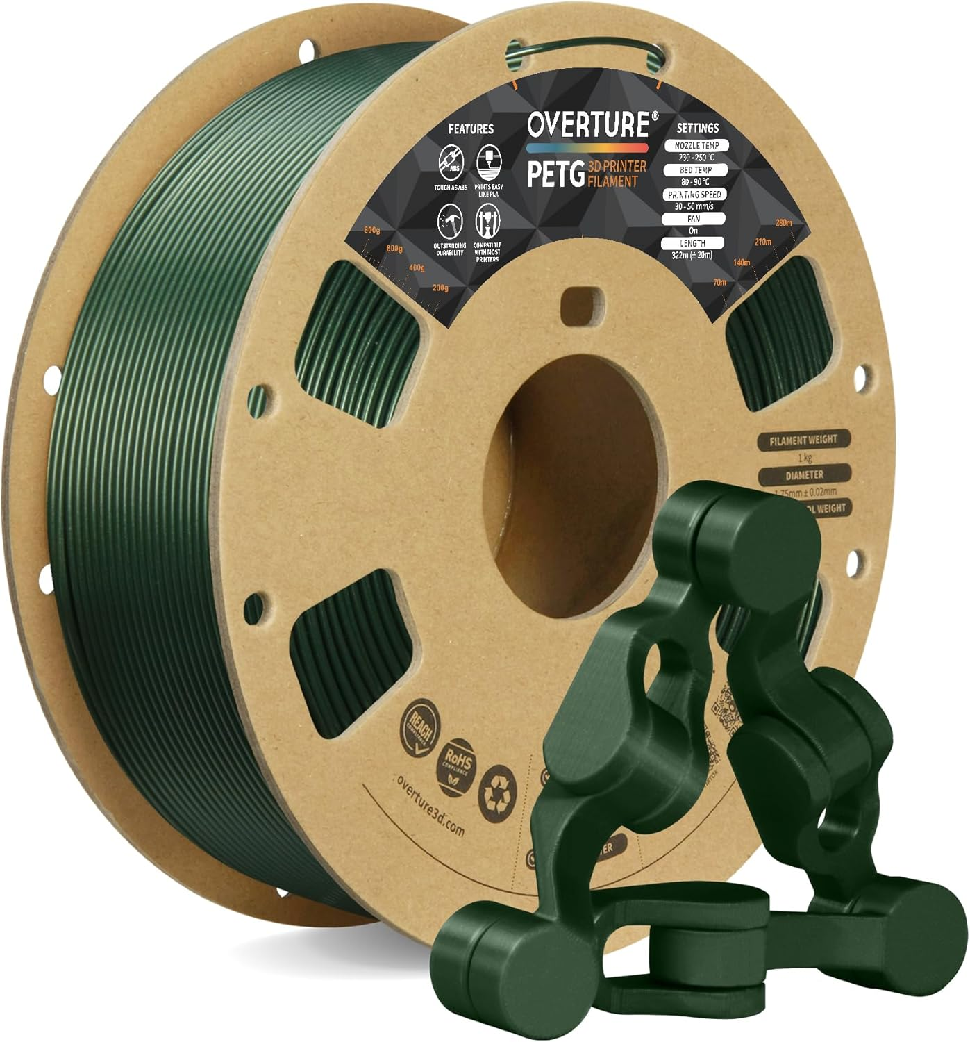 OVERTURE PETG Filament 1.75Mm, Strong & Durable PETG 3D Printer Filament, High Impact Resistance, Low Shrinkage, 1Kg Spool (2.2Lbs), Cardboard Spool, Dimensional Accuracy &plusmn;0.02Mm (Starry Blue)