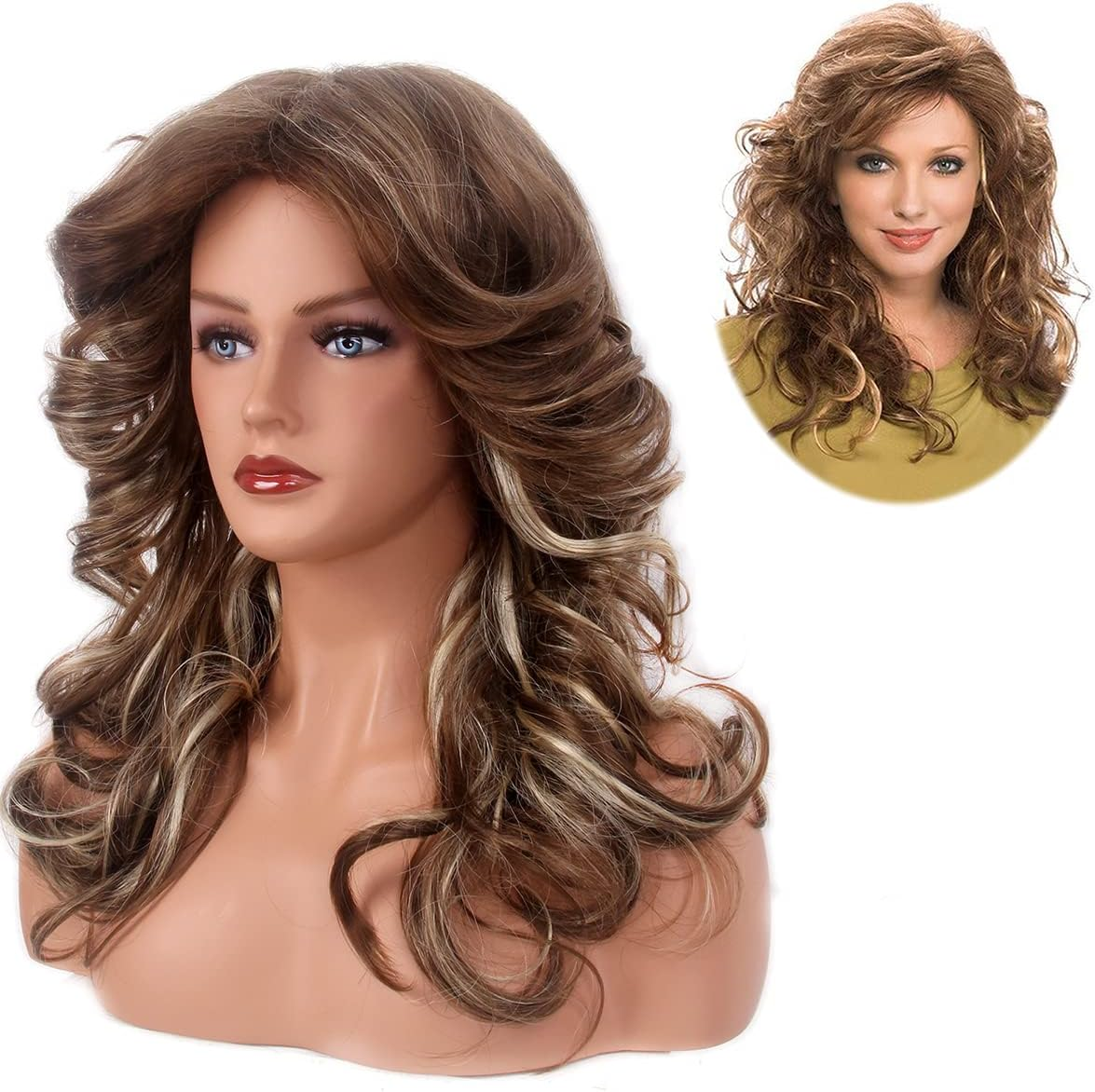 Stfantasy 1920S Wig for Women Mid Long Wave Blonde Hair Natural Wig Women Daily Costume Cosplay Party