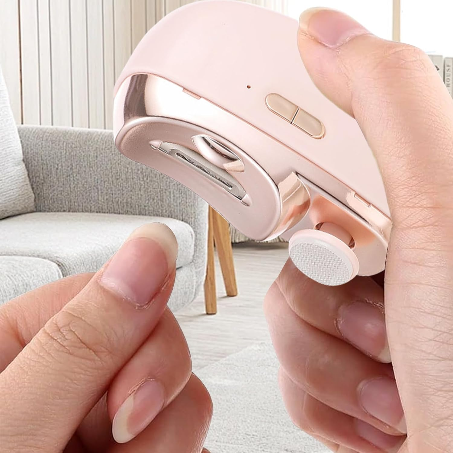 USB Nail Trimmer &ndash; Low Noise Fingernail Device, LED Grooming Clipper | Safe Nail Cutter File, Rechargeable Tool with Gentle Use Application, Adult-Friendly Setup, Home Care Scene - White image number 2