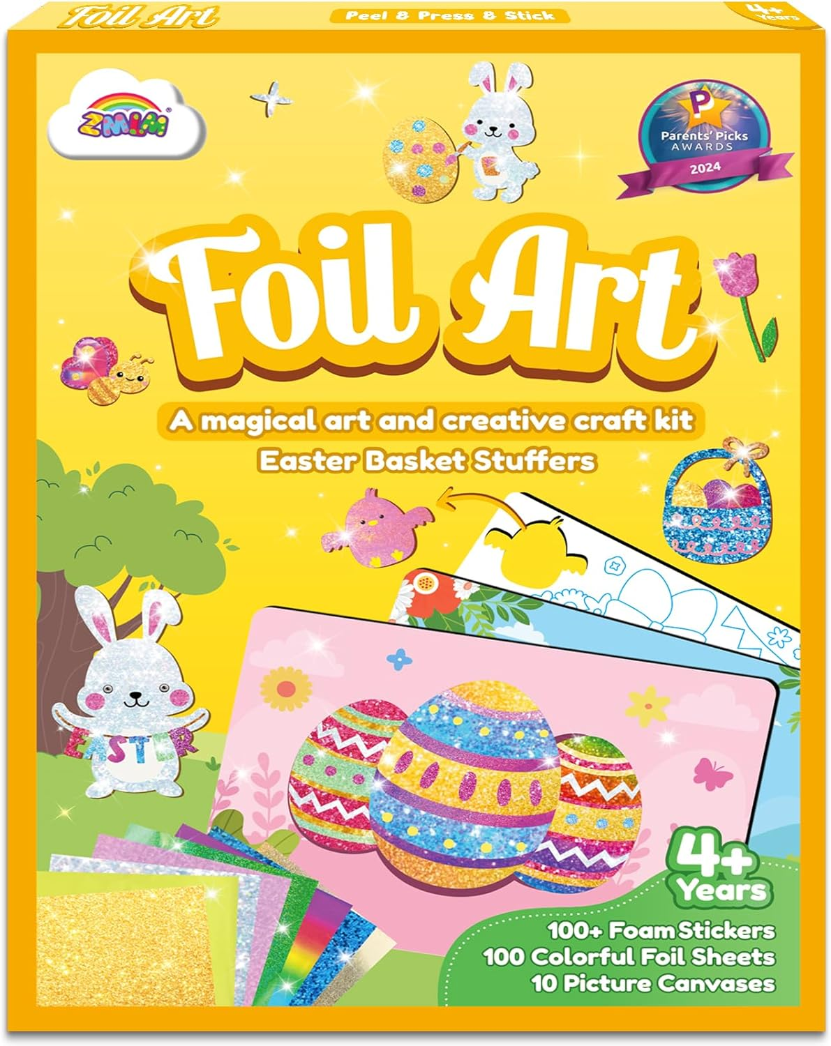 ZMLM Easter Crafts Gifts for Kids - Foil Art Mess Free Activity, Fun Easter Basket Stuffers, Gifts for Ages 4 5 6 7 8 9 10 11 12 Girls Boys, Creative Arts and Crafts Kits Games Toys for Kids image number 2