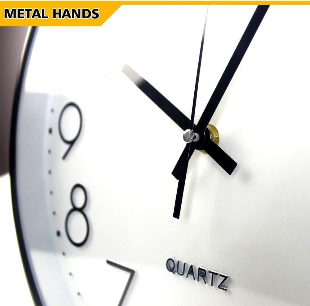 Uandhome 12 Inch Wall Clocks, Modern Non-Ticking Silent Wall Clocks Quartz Decorative Clocks, Classic Large Number round Clock for Bedroom Home Kitchen Room Office School