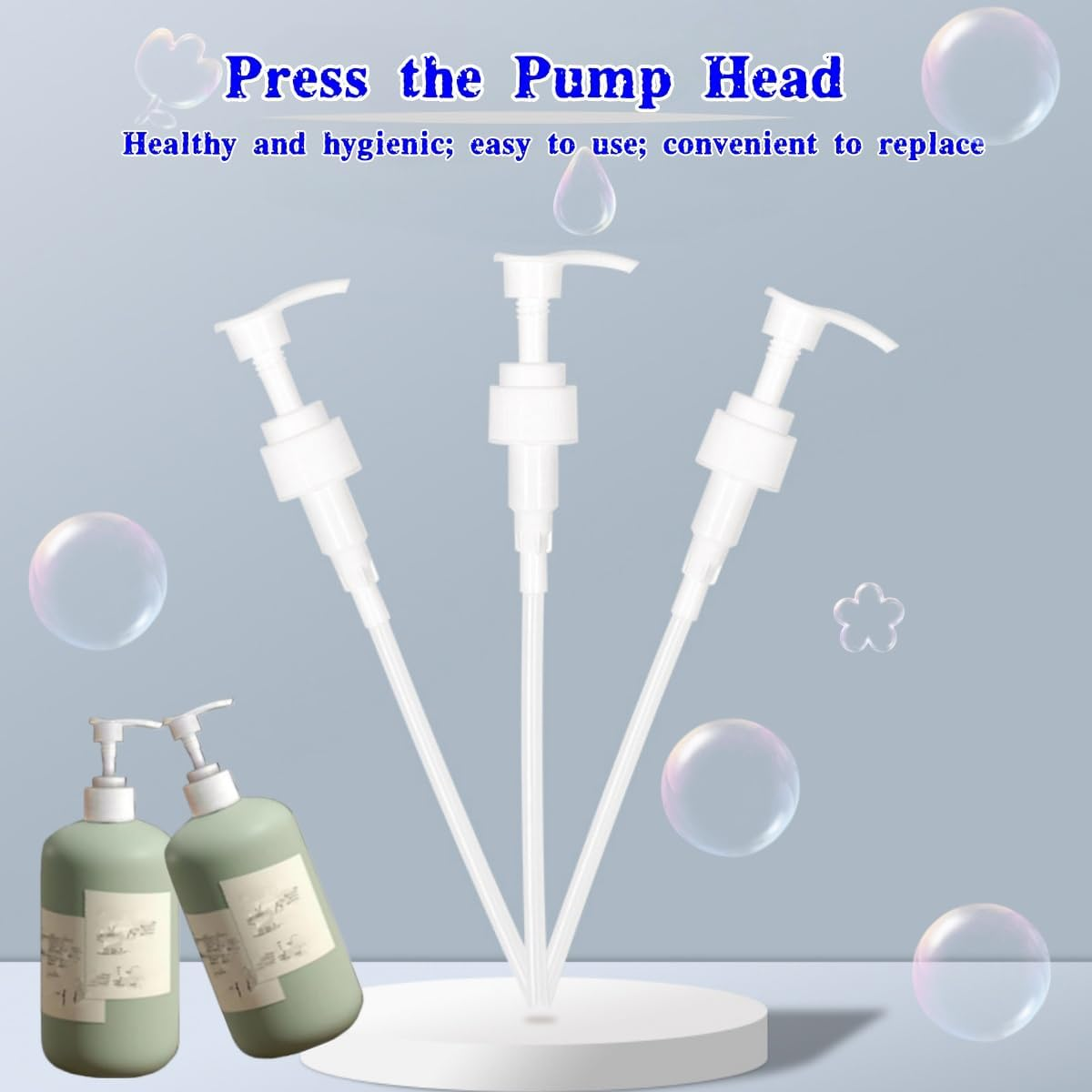 4 PCS Universal Shampoo/Conditioner Dispenser Pump,Ywbfove Leak Proof，Fits 1 L/33.8 Oz Bottles, 28/410 Neck Size,Replacement Bottle Pump Top for Soft Hair Product,Body Wash,Lotion(White) image number 1