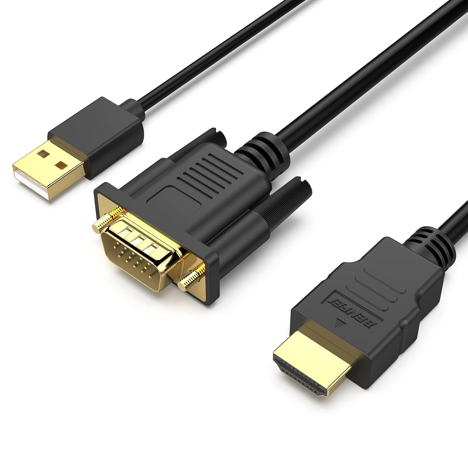 BENFEI VGA to HDMI Cable with Audio, 6 Feet 1080P Cable from VGA Computer/Laptop to HDMI Monitor/Tv(Not Bidirectional) image number 2