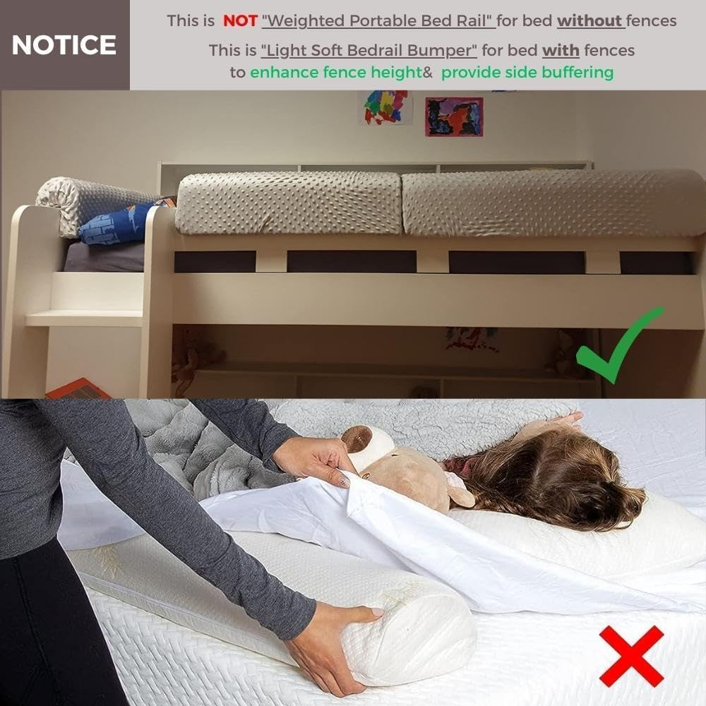 Wonder Space Toddlers' Bed Rail Bumpers Protecter - Children'S Bed Guardrail Padding - Anti-Collision | Increased Height | Fall Prevention - Easy Installation Enhanced Safety Mostly Fit (Grey, 2.3Ft) image number 2