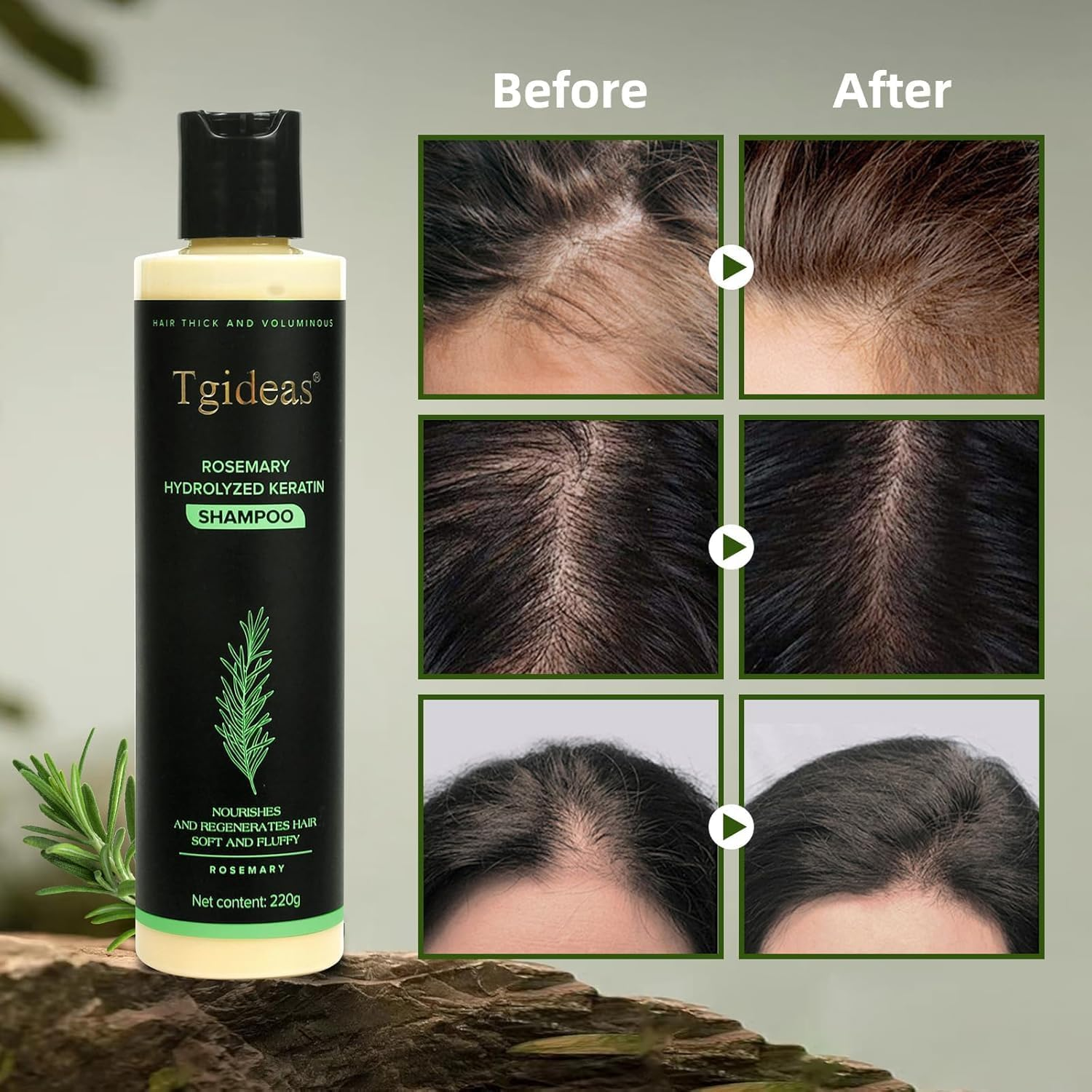 Tgideas Organic Rosemary Hair Growth Shampoo for Women and Men-Natural Thickening & Strengthening Shampoo with Hydrolyzed Keratin for Thinning Hair & Hair Loss 7.4 Fl.Oz image number 5