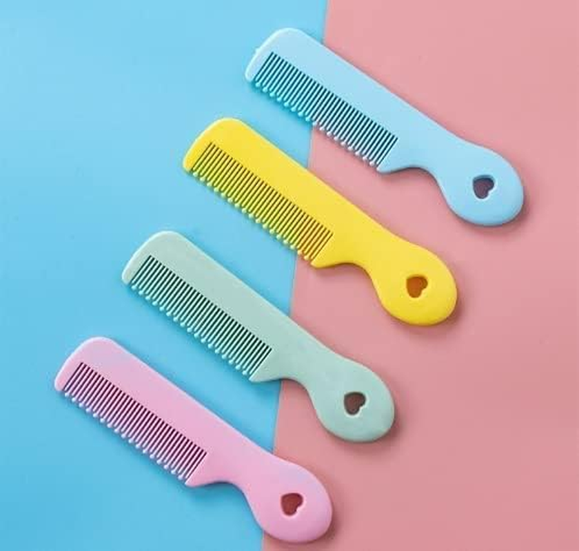 Pack of 4 Colorful round Tip Bristles Baby Cute Comb Baby Grooming for Sensitive Scalp Skin, for Nursery Newborn Infant Girl Boy Kids Comb Baby,Grooming and Healthcare Kits image number 4