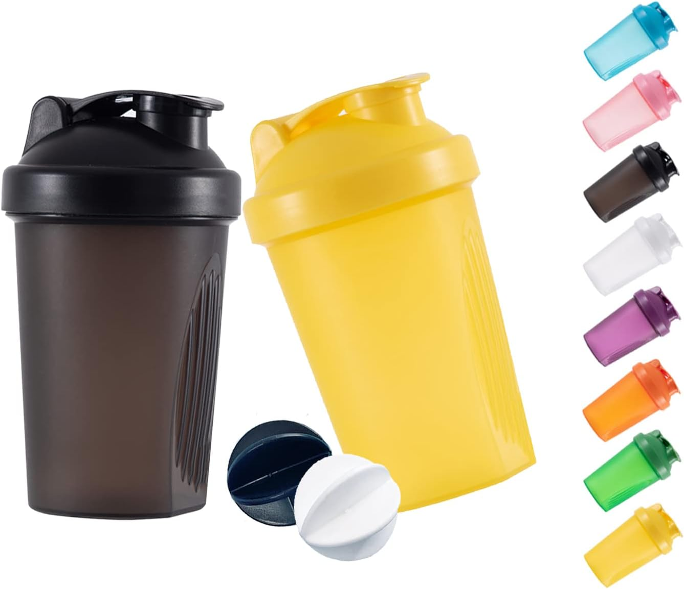 Shaker Bottle Protein Shakes and 16-Ounce/400Ml Shakers Bottles with Whisk Balls,Non-Bpa Plastic(Purple+White(2Pcs))