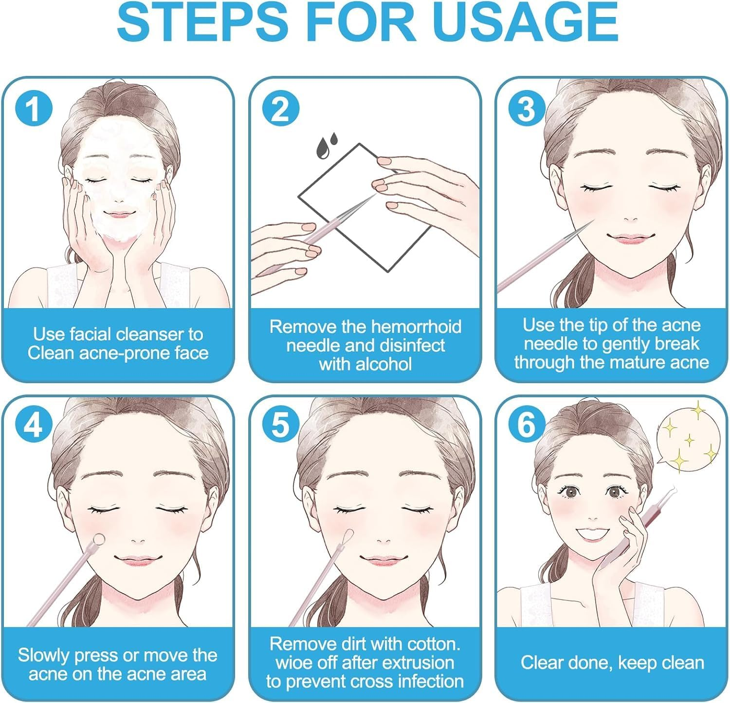 5 PCS Pimple Popper Tool Kit Blackhead Remover Tools, Acne Tools, Black Head Remover for Face, Risk Free Treatment Pimple Extractor with Tweezers,Premium Stainless Steel image number 6