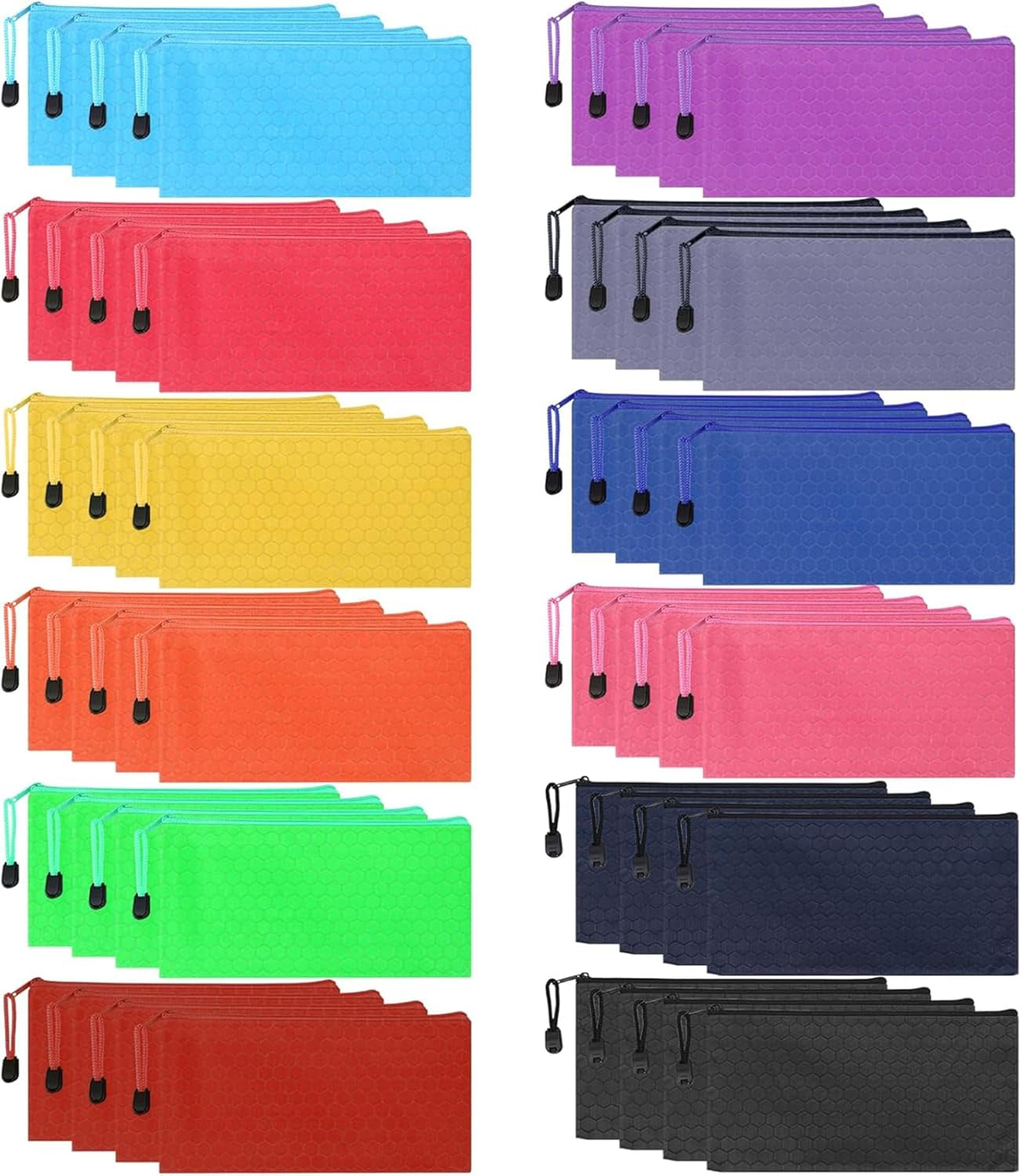 48Pcs Zipper Pencil Pouches Waterproof Pencil Cases Small Organizing Bags Pencil Pouch Bulk for Office Supplies, Kids,Cosmetics,Travel Accessories Stationery 12 Colors