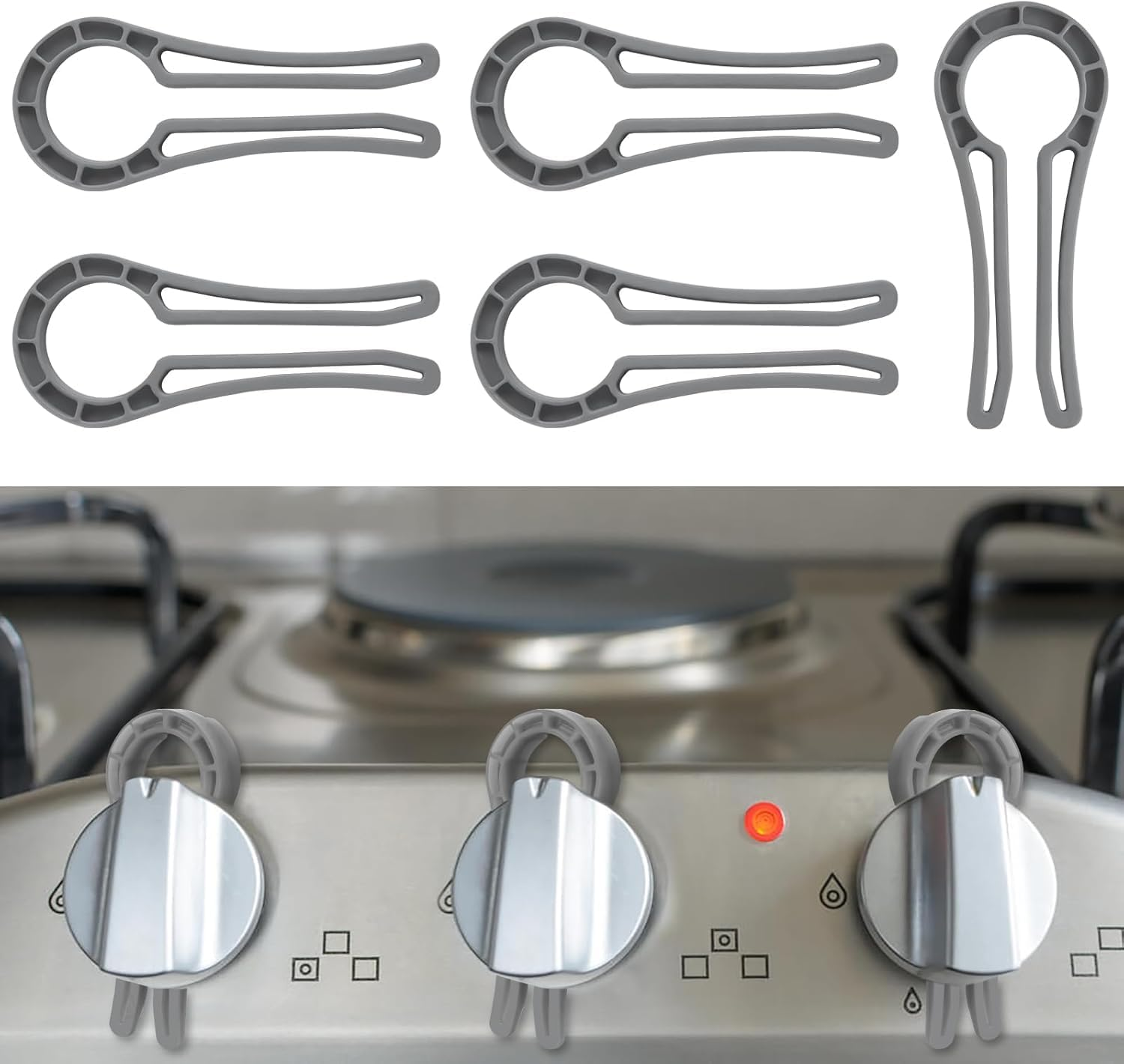 Shuoteng Stove Knob Safety Locks, 6 Pack Plastic Baby Proof Stove Knob Gas Stove Knob Lock Clips, Gas Stove Knob Lock Child Proofing Oven Knob, Child Safety Cover for Gas Oven Knobs image number 6