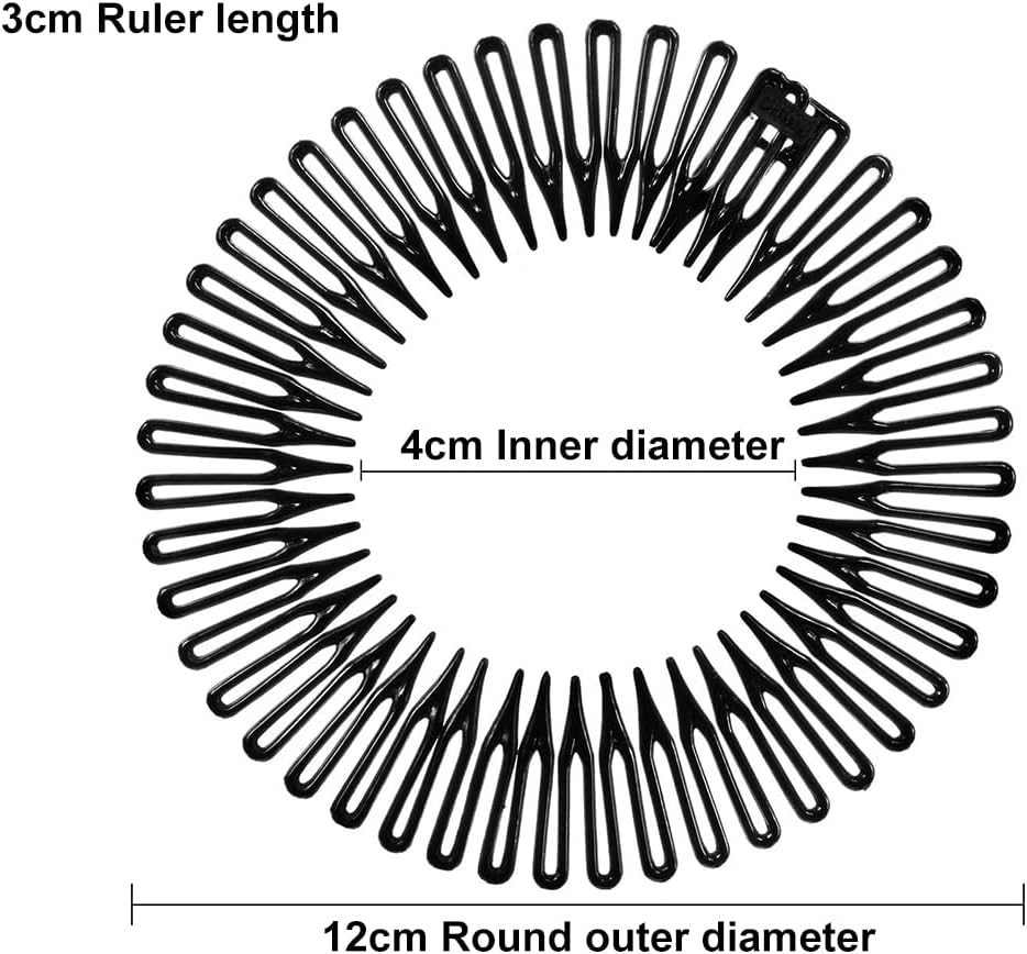 Flexible Comb, Stretch Hair Comb Headband, Stretch Hair Comb, Stretch Hair Comb Headband, Hair Band Holder, Stretch Hair Comb Tooth Headband, Plastic Zigzag Headband Stretch (6 Pieces)