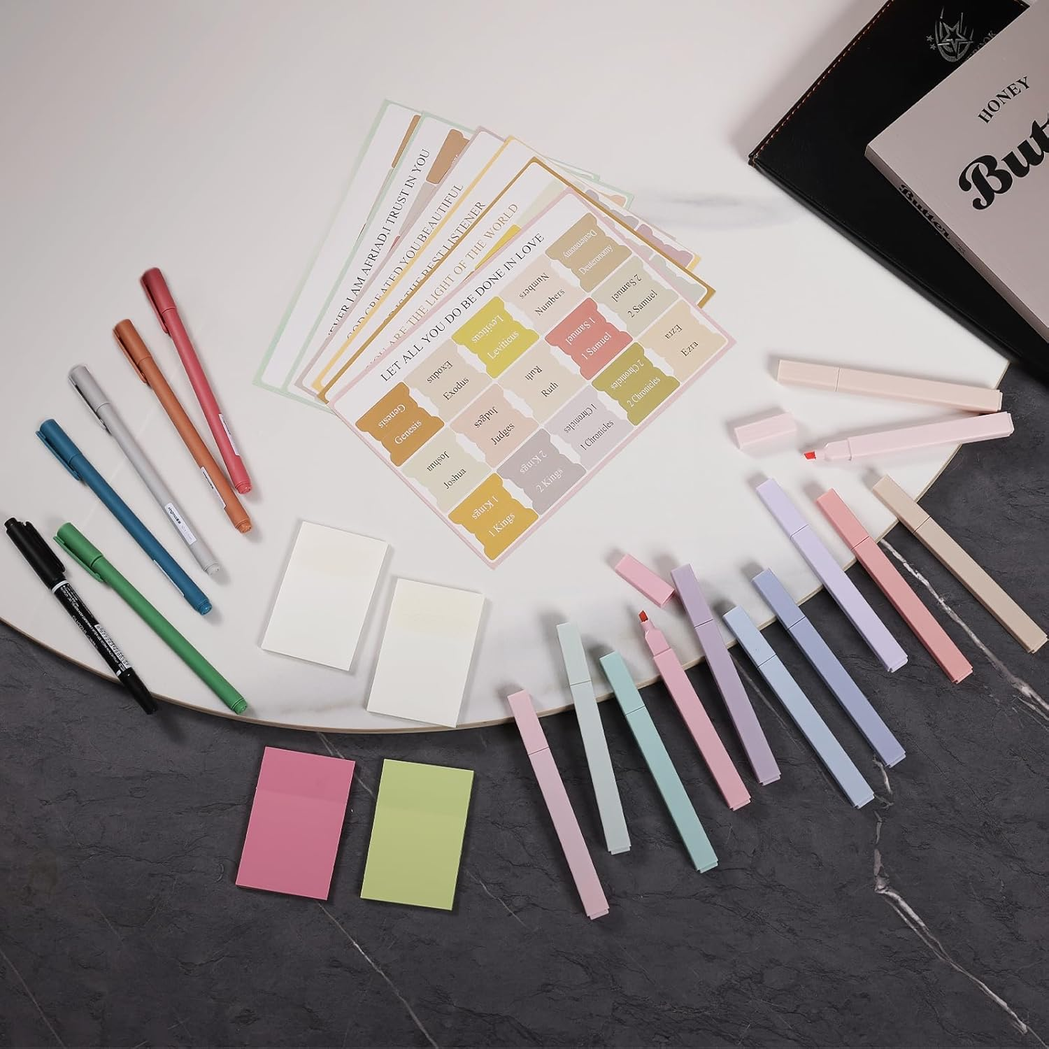 28 Pcs Bible Journaling Kit, Bible Study Supplies, Colored Bible Study Kit, 12 Pastel Bible Highlighters and 90 Bible Tabs Set, 5 Smooth Bible Pens and More image number 2