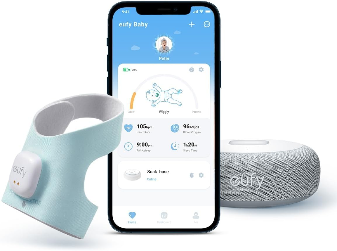 Eufy Baby Smart Sock Monitor S320 - Wifi Baby Sleep & Vitals Tracker - Heart Rate & Blood Oxygen Monitoring - Soft, Comfortable for 0-18 Months - 2.4 Ghz Wi-Fi, No Monthly Fee image number 5