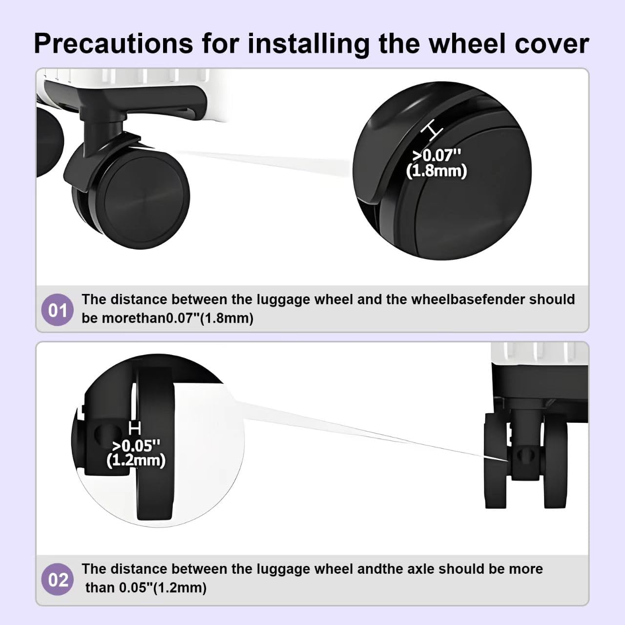 8Pcs Luggage Wheel Covers,Silicone Suitcase Cover for 2-2.4'' Spinner Wheel, Carry on Luggage Wheels Protector,Upgrade Suitcase Wheels Protective,Essential Travel Accessories (Midnight Blue-F) image number 3