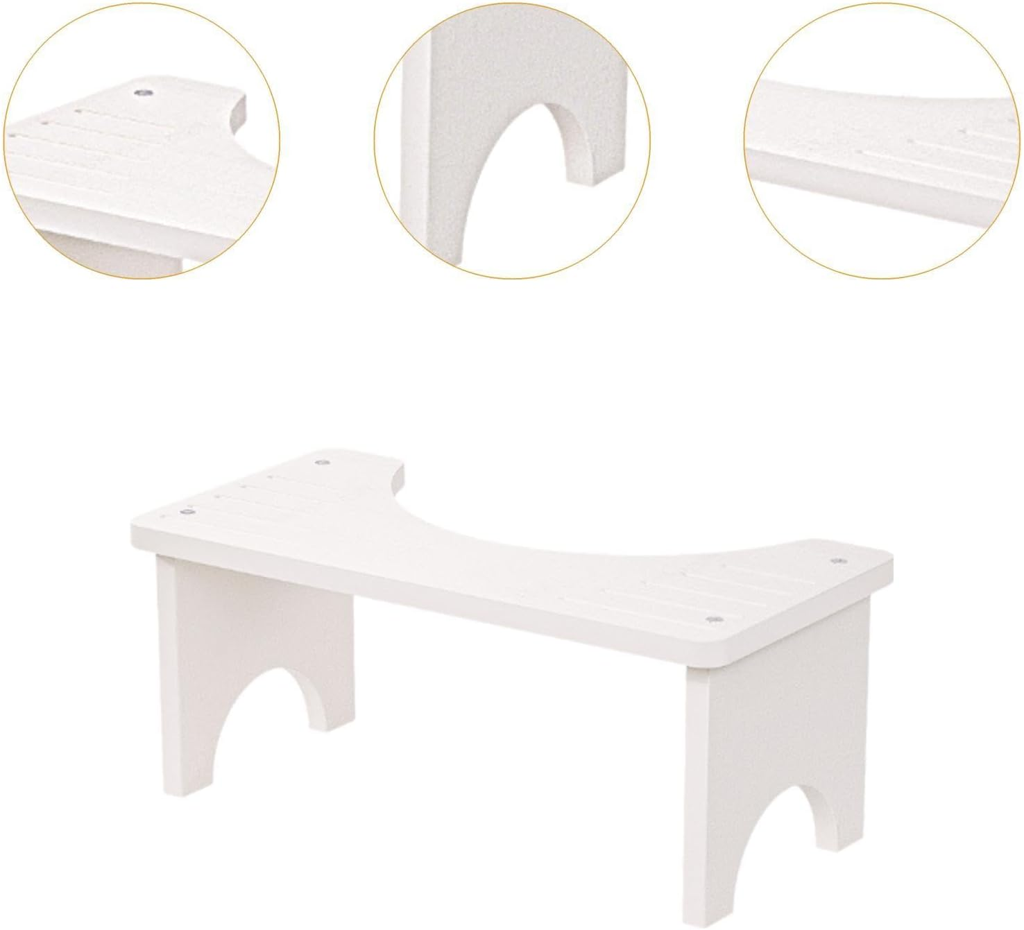 STARTIST Wooden Squat Stool for Adults, Bathroom Step Ladder with Non-Slip Base, White, as Described - Brown image number 3