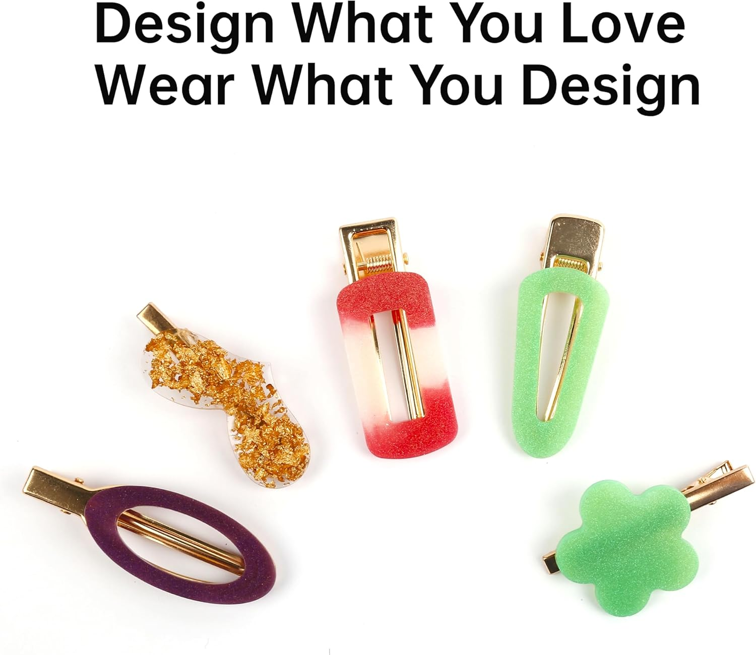 Lotfancy Epoxy Resin Mold for Hair Clips, with 16 Pcs Gold Metal Hairpins, Small Flower and Heart Shape Silicone Molds for DIY Jewelry Making image number 6