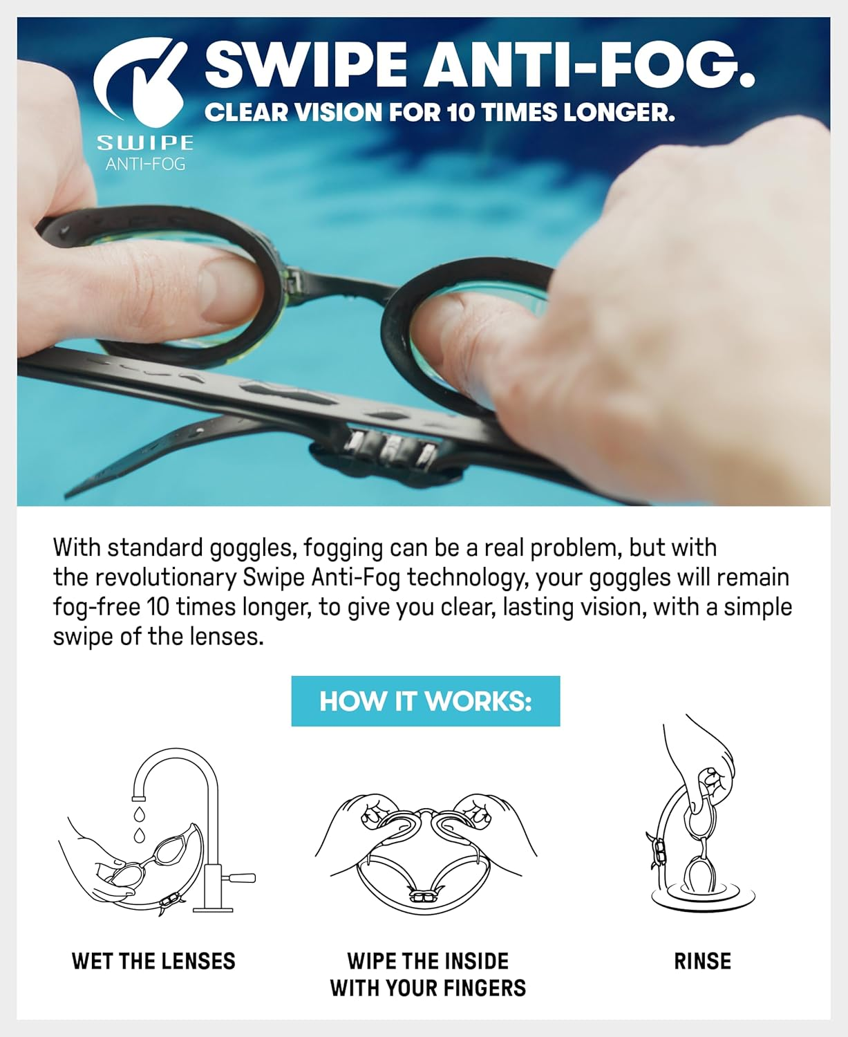 ARENA Cobra Core Swipe Mirror Goggles, Unisex Goggles for Indoor and Outdoor Swimming with Dual Strap, Swipe Anti-Fog Technology, and UV Protection, Wide Vision & Customisable Fit image number 5