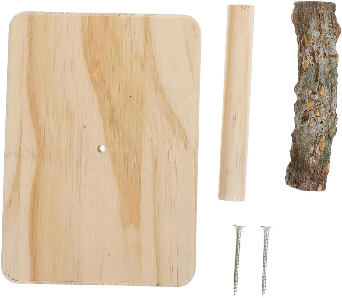 AIMALL Parrot Zanthoxylum Wooden Bird Platform Rack Grinding Claw Stick Natural Wood Perch Shake Music Toy Durable 4.72In X 3.14In X 5.51In for Xuanfeng Tiger Skin Peony Budgie Cockatiel Rest Play Bit image number 1