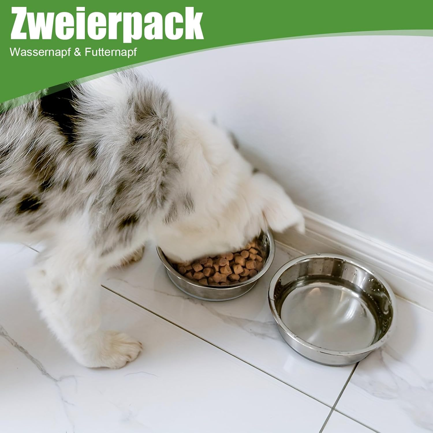 Pack of 2 Stainless Steel Dog Bowls, Food and Water, Non-Slip Rubber Base, Rust Resistant, Easy to Clean, Dishwasher Safe, Comes with Rubbish Bag, for Small, Medium, Large Dogs, Cats (900 Ml) image number 3