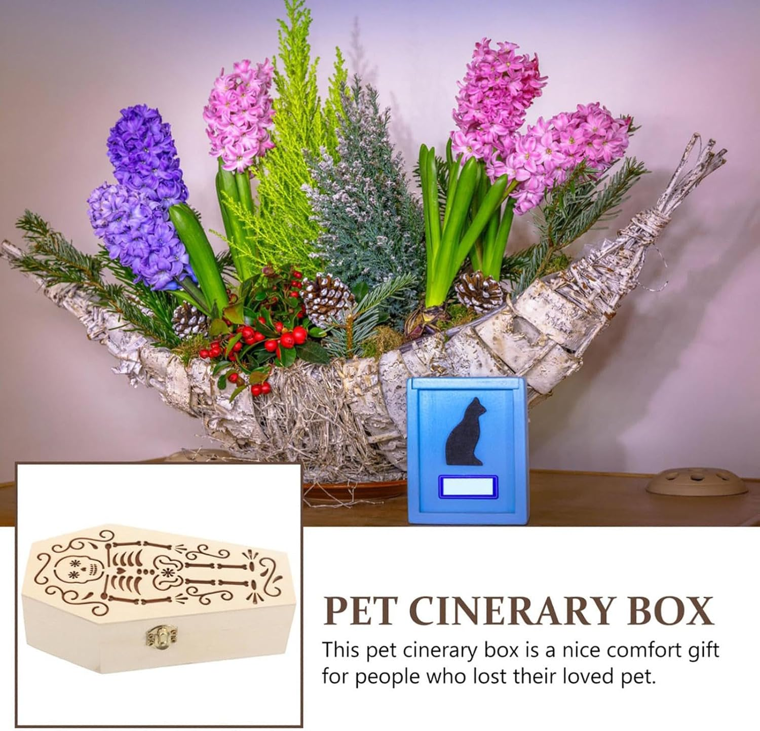 Wooden Dog Urns for Ashes | Engraved Dog Memorial Urn - Coffin Shape Storage Case, Commemorative Pet Burial Accessories for Farewell Ceremony image number 3
