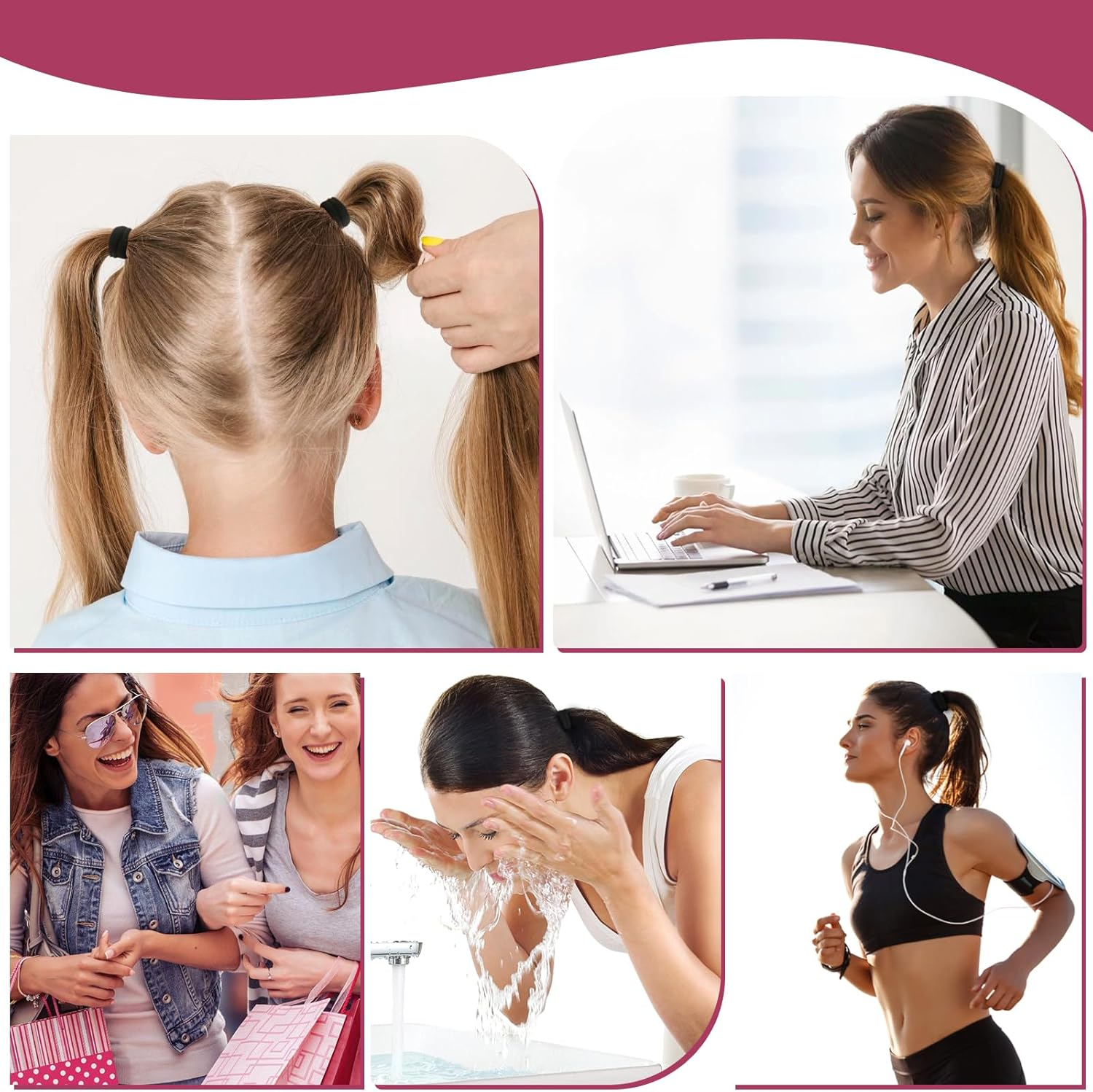 Hanyousheng Pack of 50 Hair Bobbles, 8 Mm Hair Scrunchies, Ladies, Hair Bobbles, Black, Hair Scrunchies, Men, Soft Braid Elastic, for Girls Men Women, Black image number 3