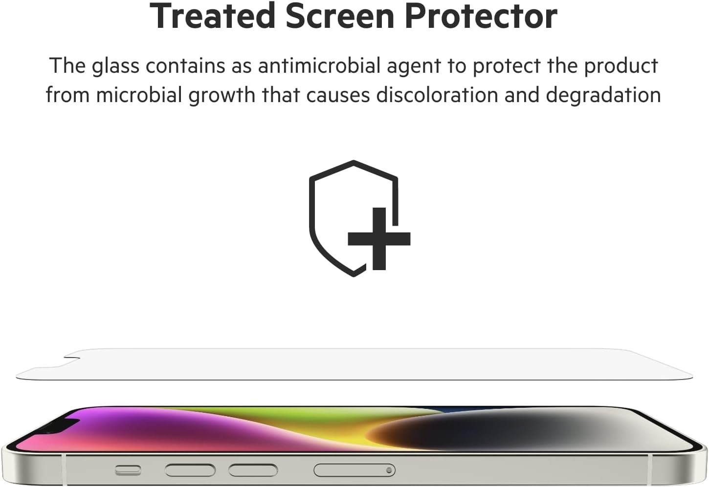 Belkin Iphone 14 Plus/13 Pro Max Screen Protector Ultraglass, Antimicrobial-Treated, Easy Application Bubble Free with Included Guide Tray, Transparent image number 5