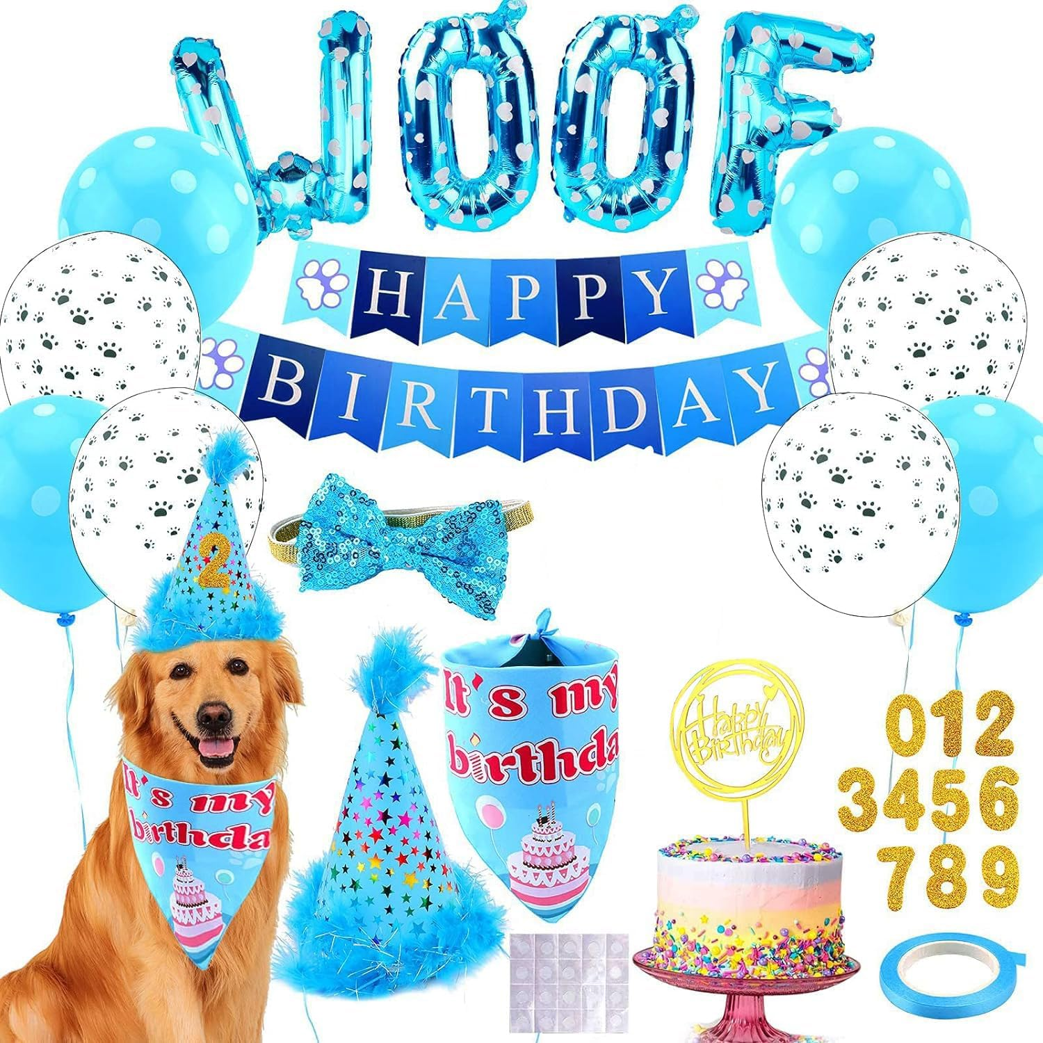 Dog Party Supplies - Bandanas, Hat, Scarf, Banner, Balloons, and Bowtie for Boy'S Birthday Bash. Ideal Puppy Pals Party Decorations