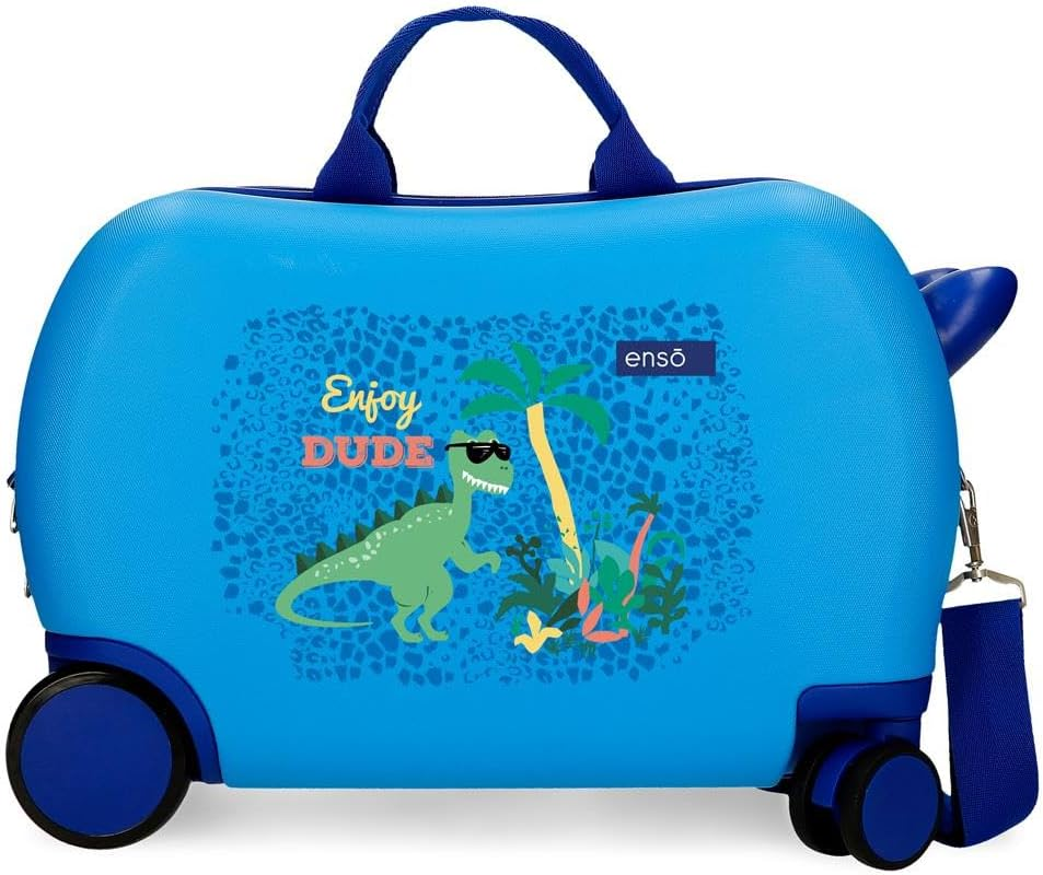 Enso Dino Children'S Suitcase Blue 45 X 31 X 20 Cm Hard ABS 24.6L 1.8 Kg 4 Wheels Hand Luggage, Blue, Children'S Suitcase, Blue, Children'S Suitcase