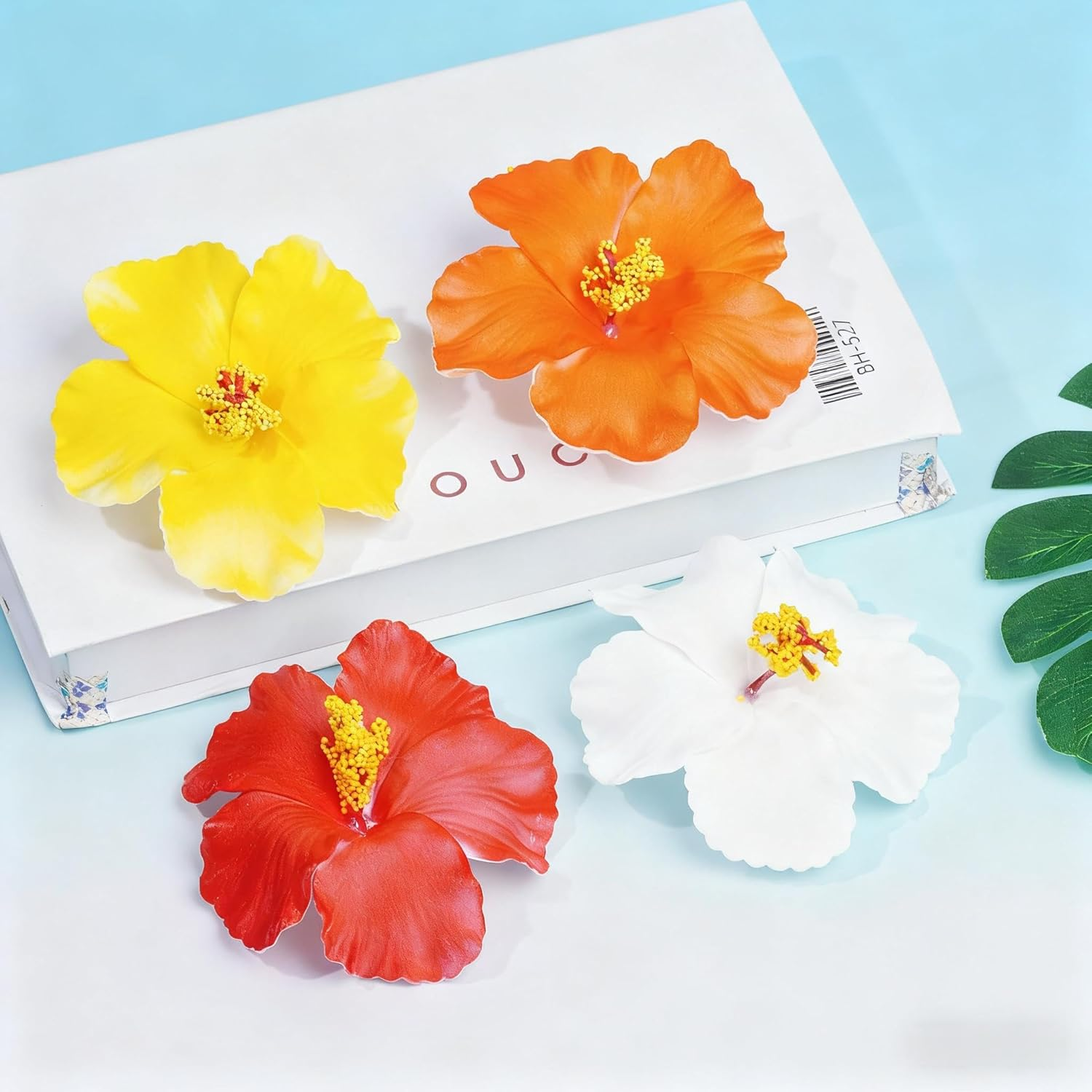 OJIOUI Hawaiian Flower Hair Clips for Women 4 Pcs Hibiscus Hair Clip Artificial Flower Hairpin 3.5 Inch Floral Hair Barrettes for Summer Vacation Beach Holiday image number 4