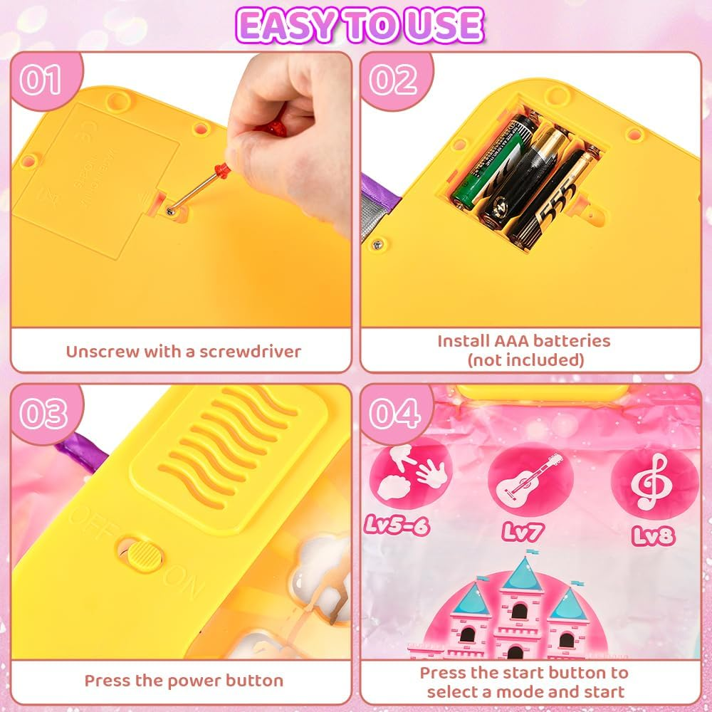 AUTOWT Musical Mat for Kids - Princess Themed Dance Play Mat, Educational Learning Musical Sensory Toys - Girls Birthday Gifts (Pink) image number 1
