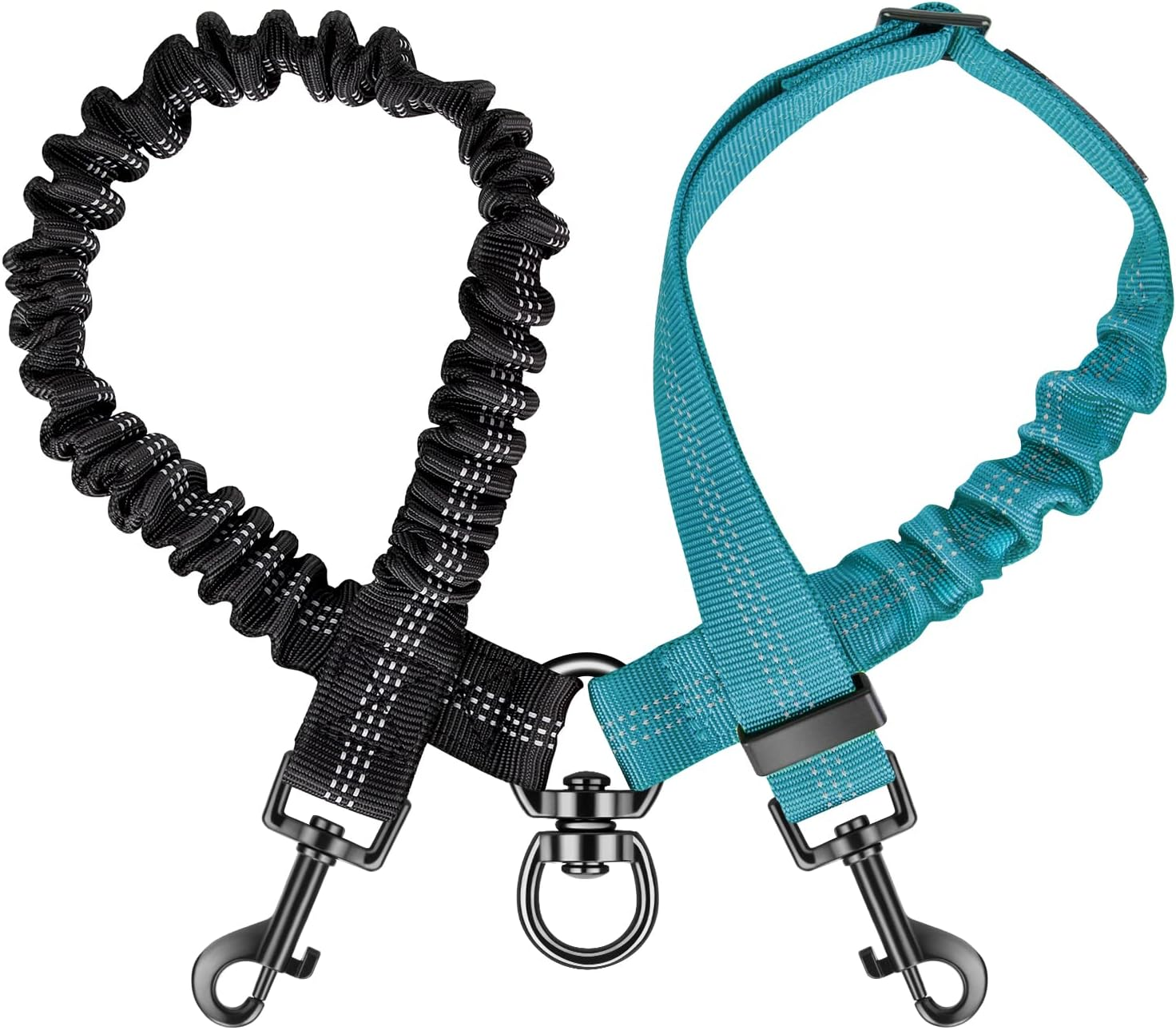 Slowton Double Dog Leash, No Tangle Double Leash for Dogs Walking Training 360&deg;Swivel Rotation Reflective Adjustable Length Dual Two Dog Lead Splitter