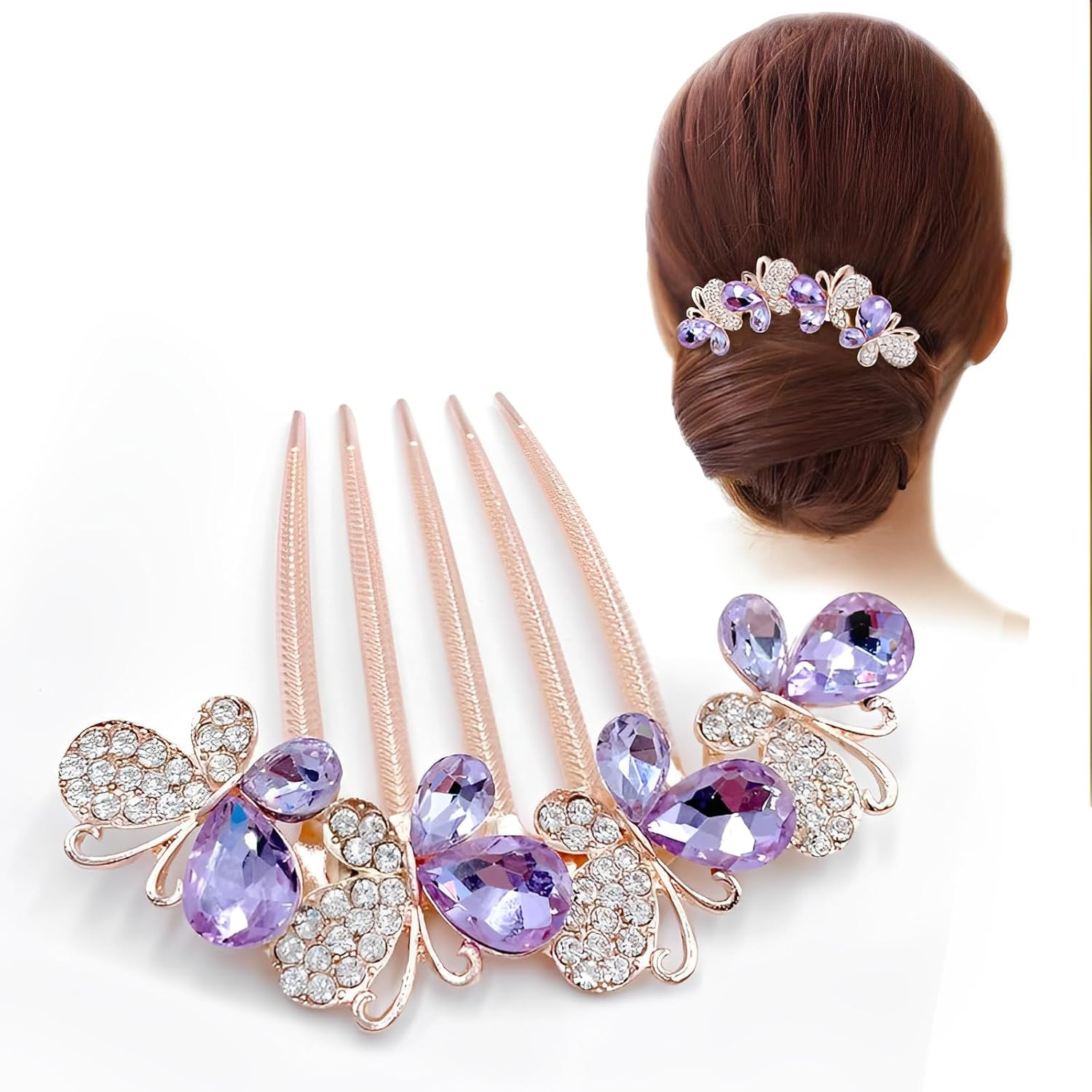 JEYORZY 1 X Hair Combs with Rhinestones, Hair Combs, Hair Comb for Cliping, Butterfly and Flowers, Hair Combs with Rhinestones, Hair Combs for Women Gifts, Bridal Hair Accessories, Hair Side Combs For
