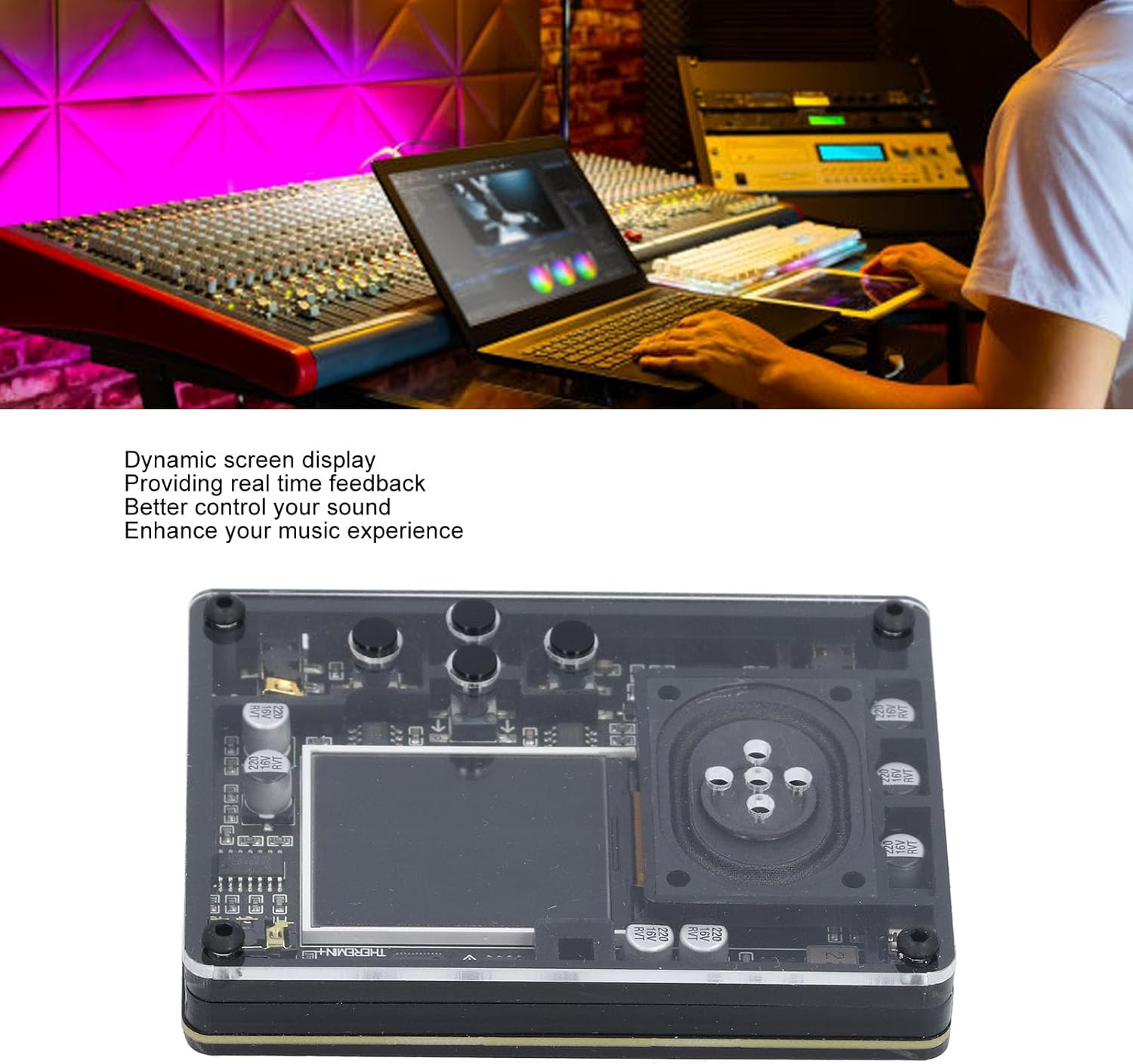 Mini Theremin Musical Electronic Creative Instrument, Adjustable Tune Settings, Highly Interactive Screen Display, Unique Portable Musical Instrument Gift image number 2