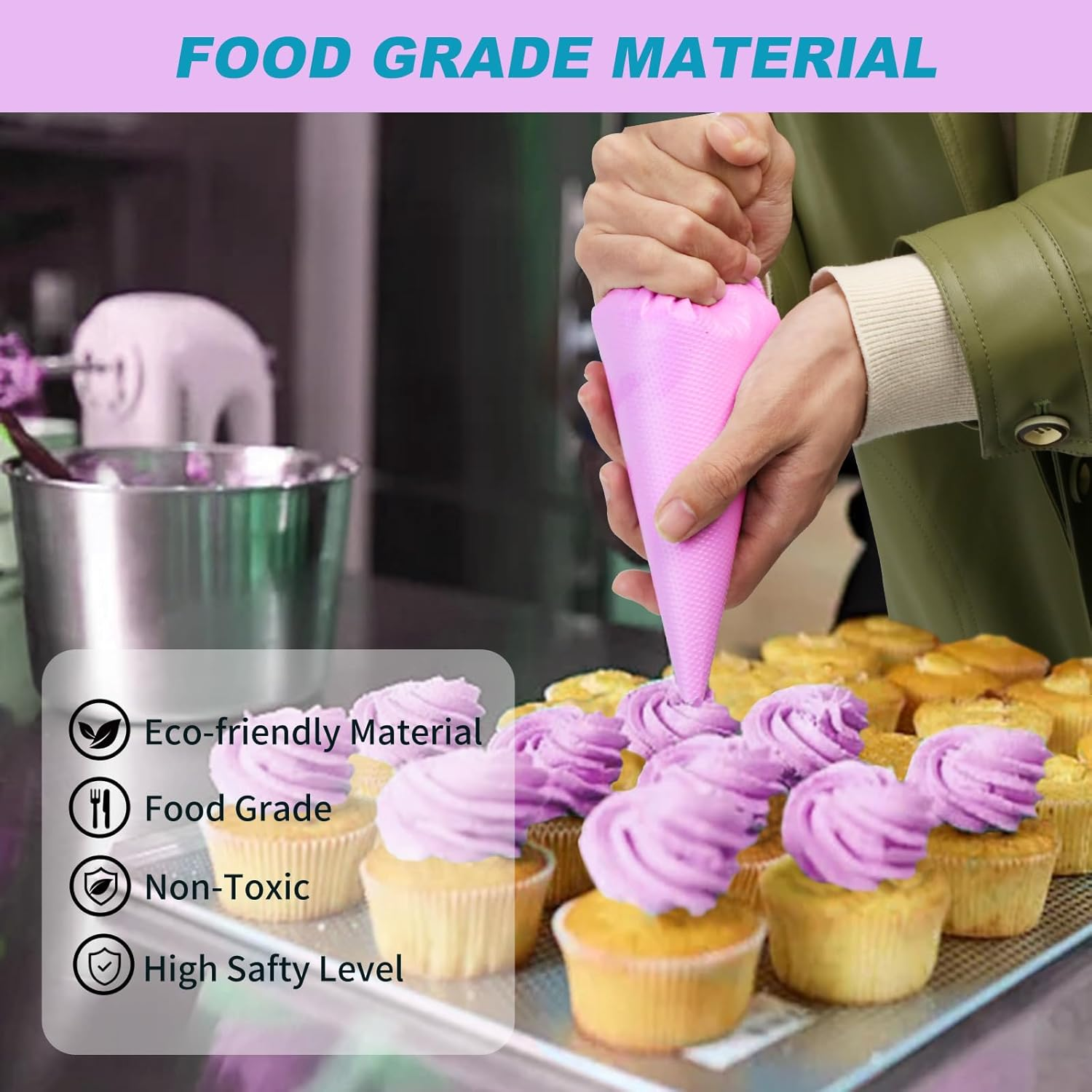 Firstake Piping Bags 100Pcs - 12 Inch Disposable Piping Bags with 3 Icing Bags Ties, Thickened Pastry Bags, Frosting Bags, anti Burst Cake Decorating Bags, Tipless Piping Bags for Cake Decorating