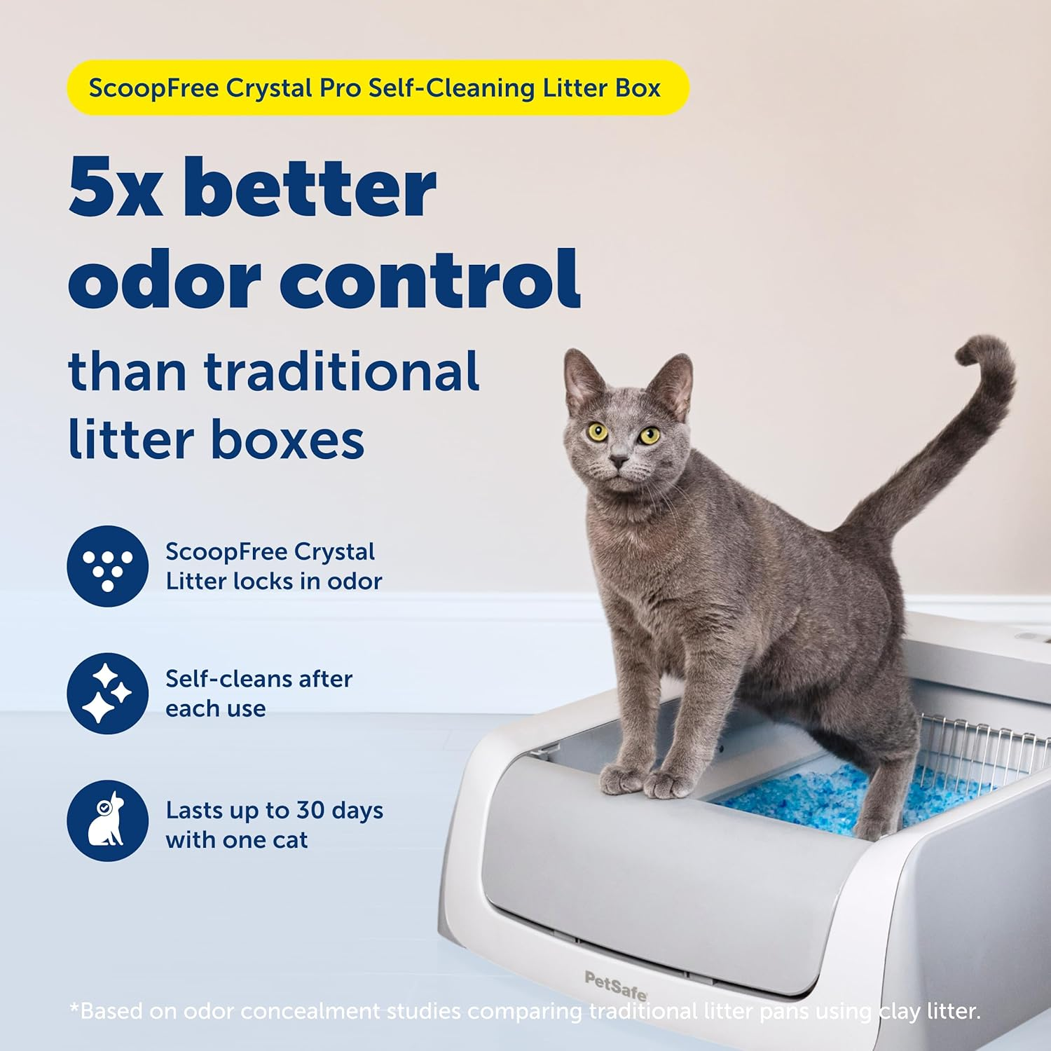Petsafe Scoopfree Crystal Pro Self Cleaning Cat Litter Box, Includes 1 Disposable Crystal Litter Tray image number 2