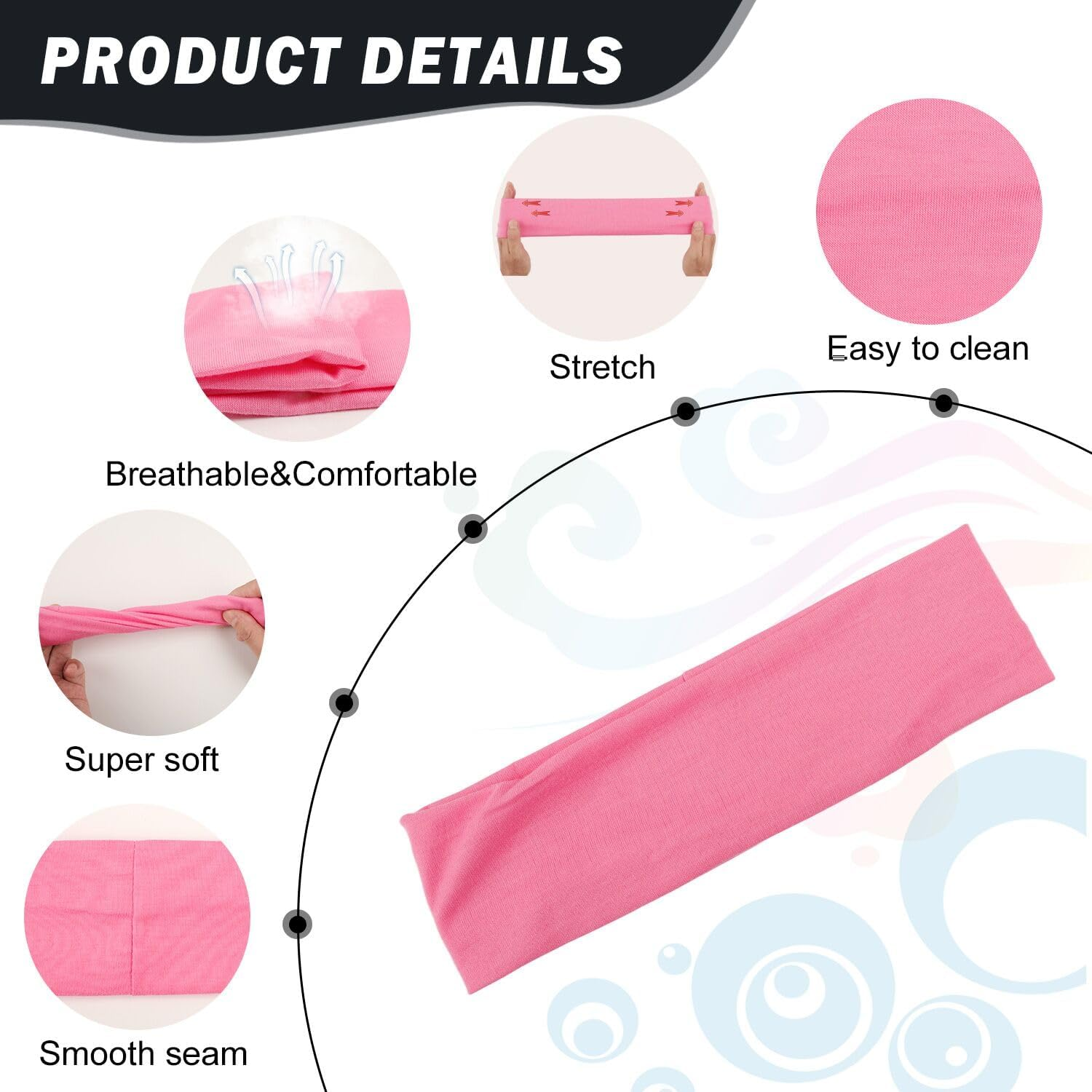 9Pcs Headbands for Women & Men, Non Slip Sweat Band Fashion Elastic Head Bands for Women'S Hair, Soft Hair Bands Cotton Cloth Stretchy Headband for Daily Workout Yoga Running Sports - 9Colors-1 image number 5